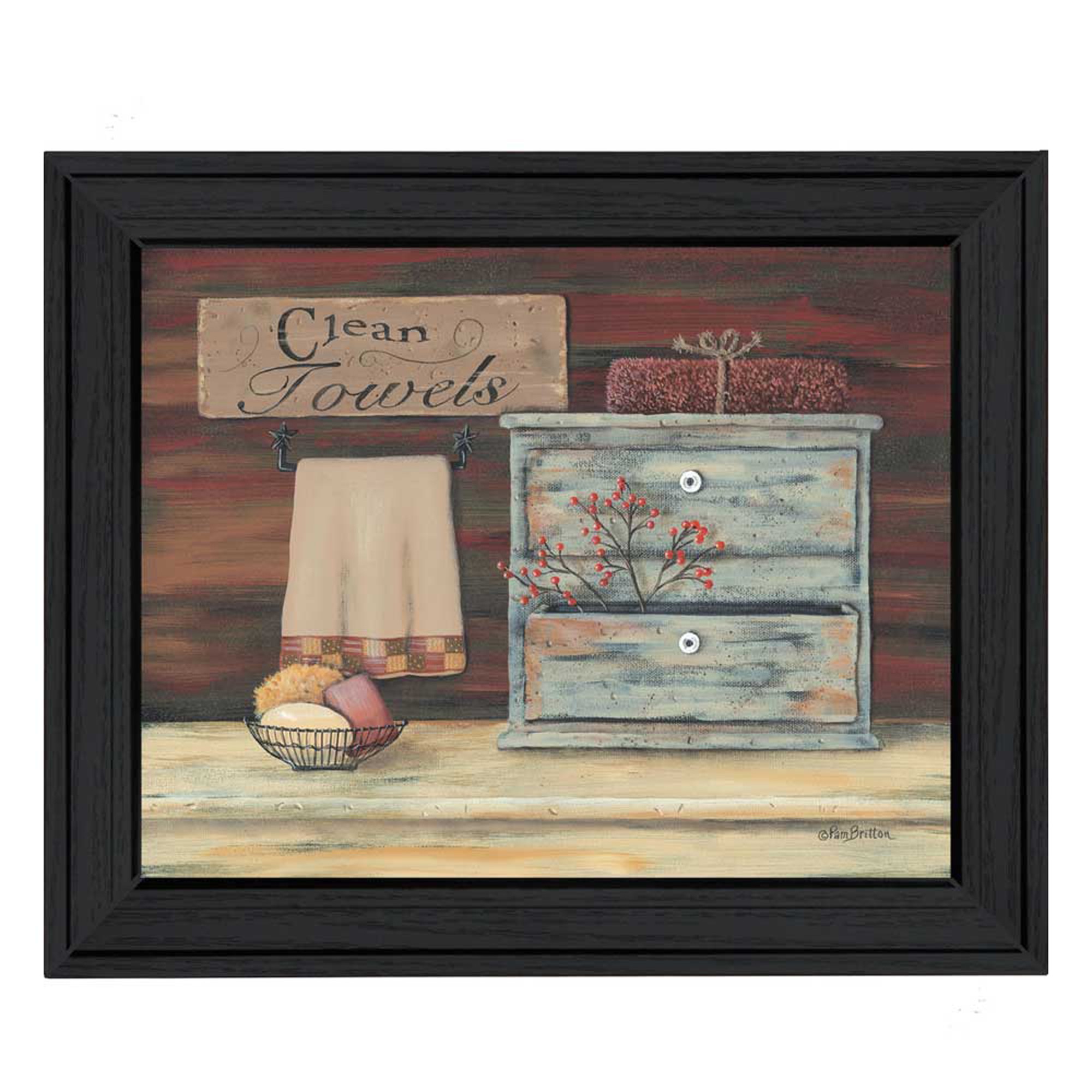 clean Towels 1 Black Framed Print Wall Art