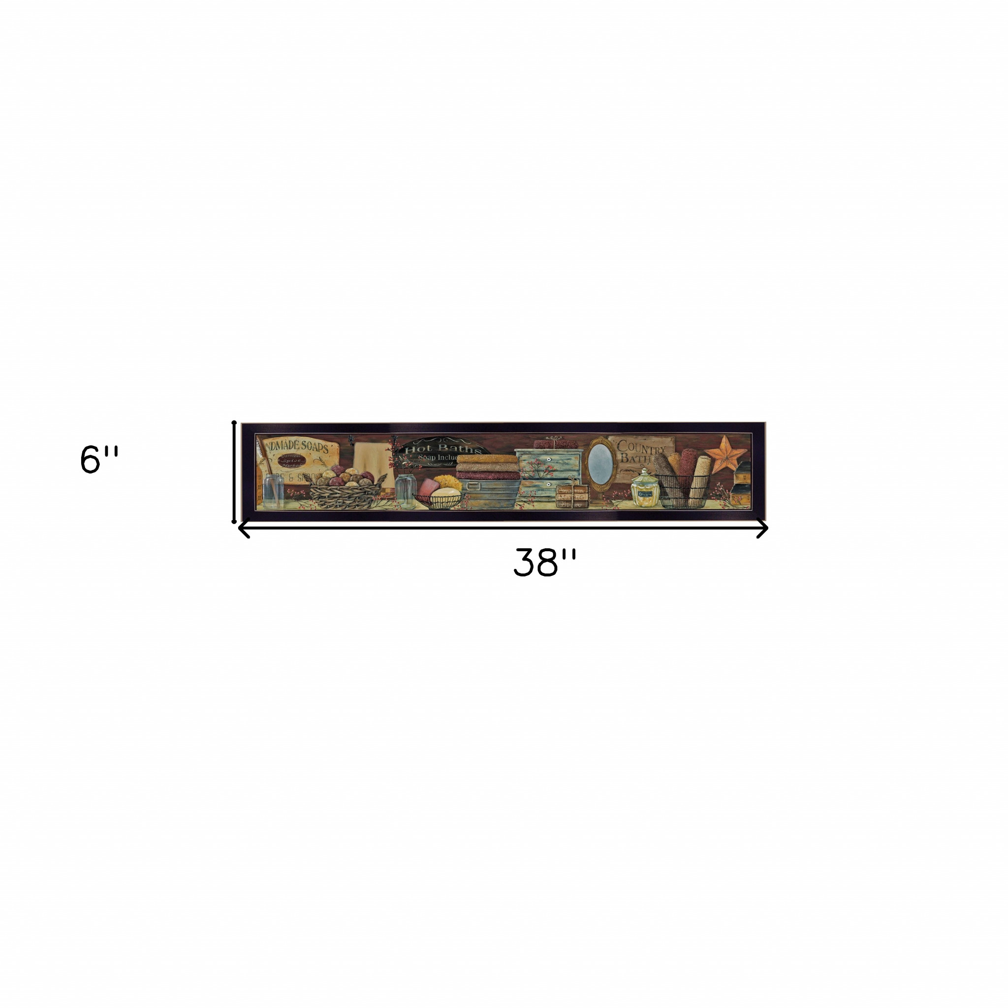 Country Bath Shelf 4 Black Framed Print Wall Art