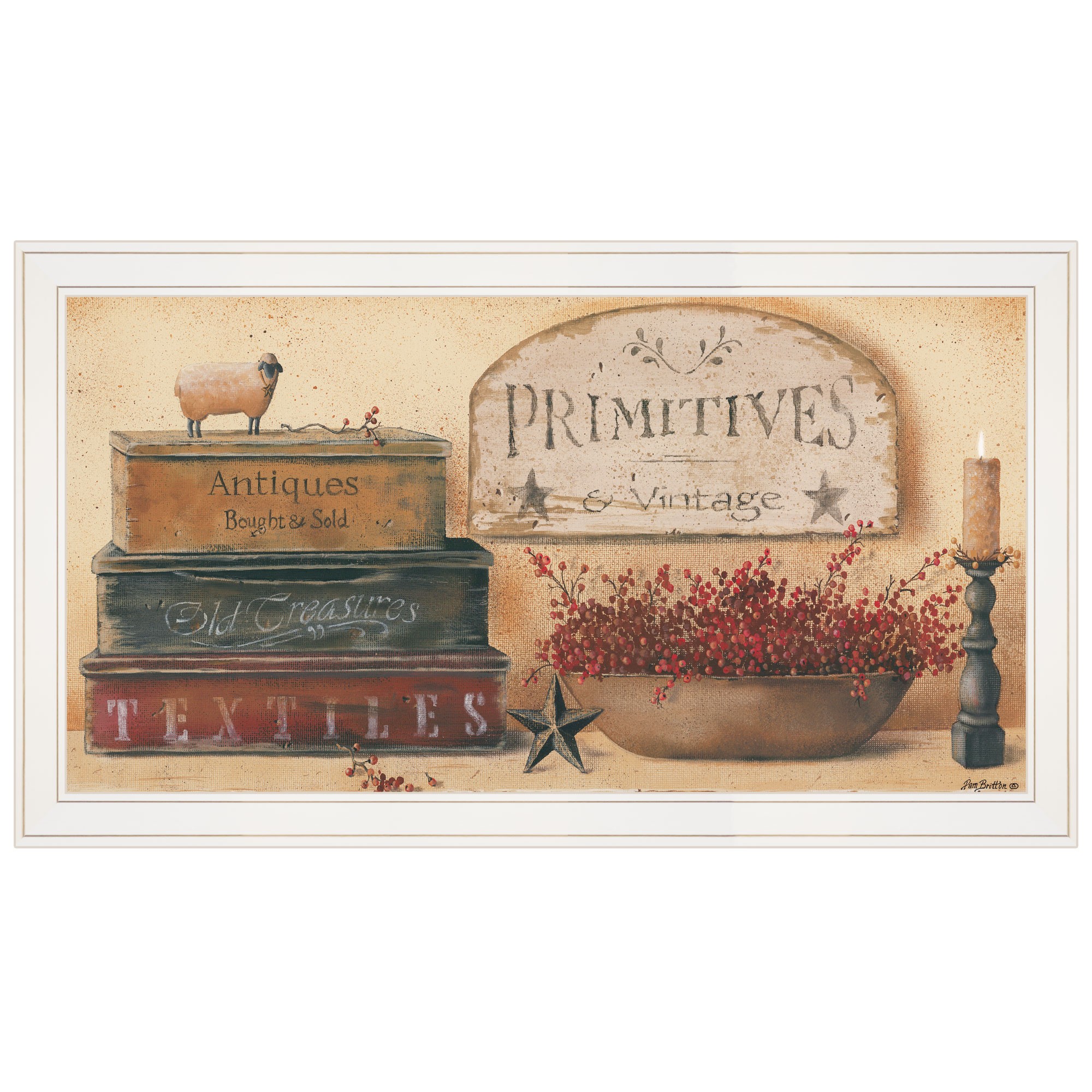 Primitives And Vintage 2 White Framed Americana Print Wall Art