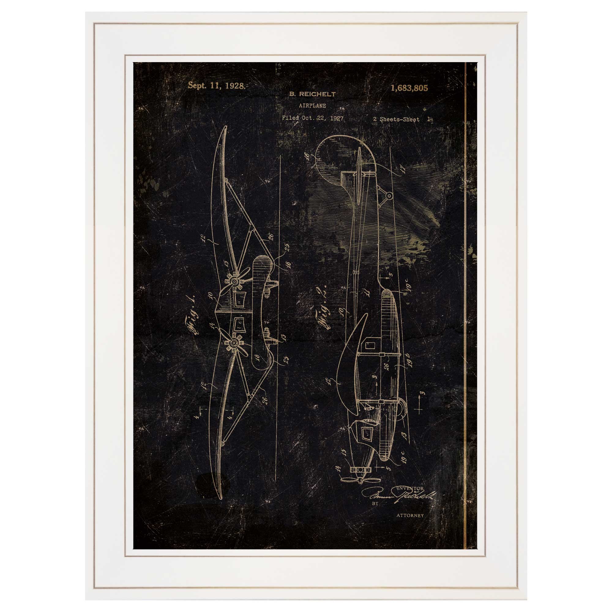 Airplane Patent Ii 1 White Framed Print Wall Art