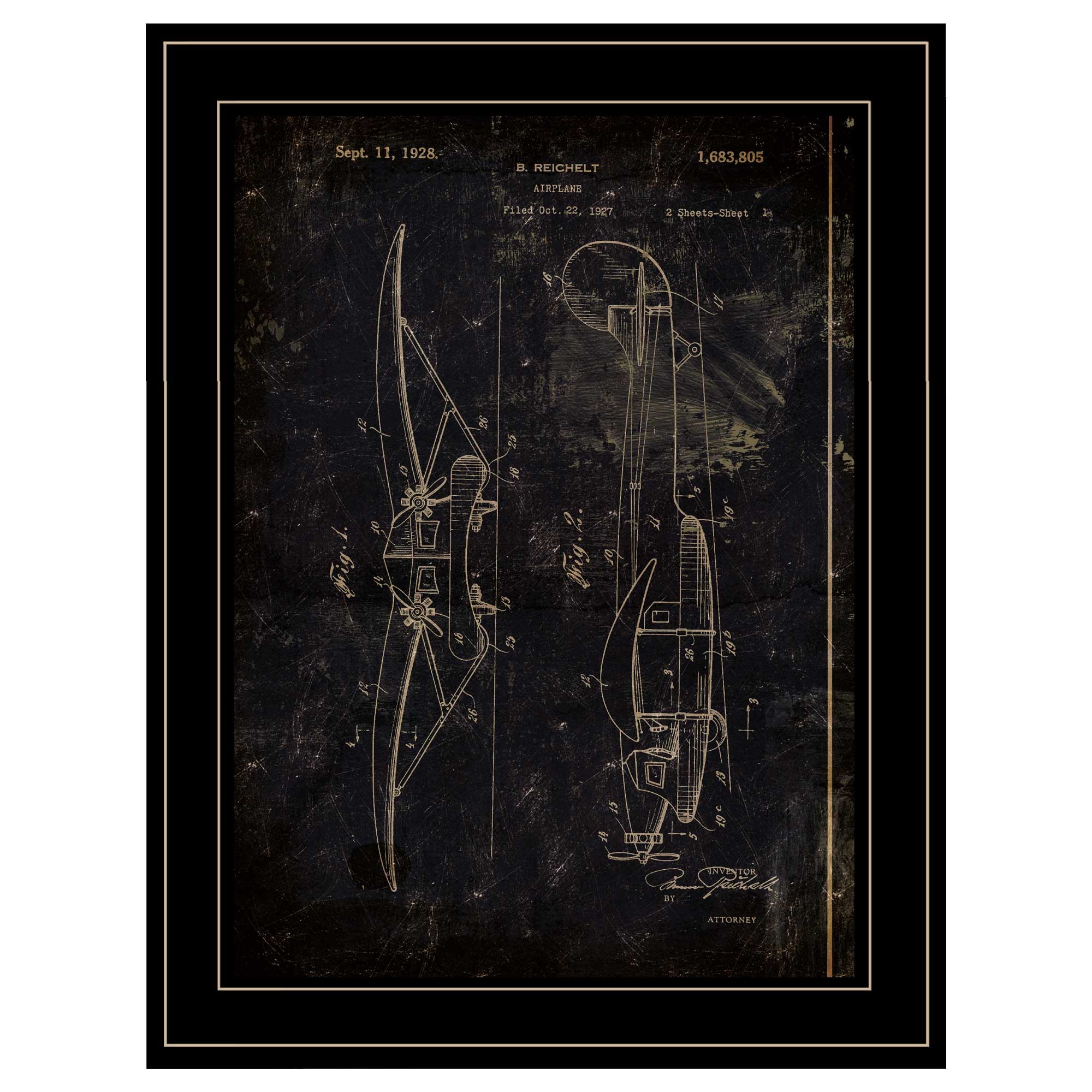 Airplane Patent Ii 2 Black Framed Print Wall Art