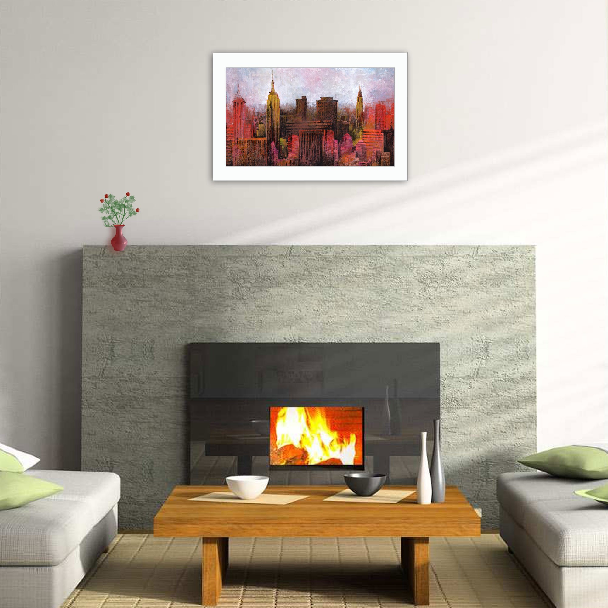 Nyc Skyline 1 White Framed Print Wall Art
