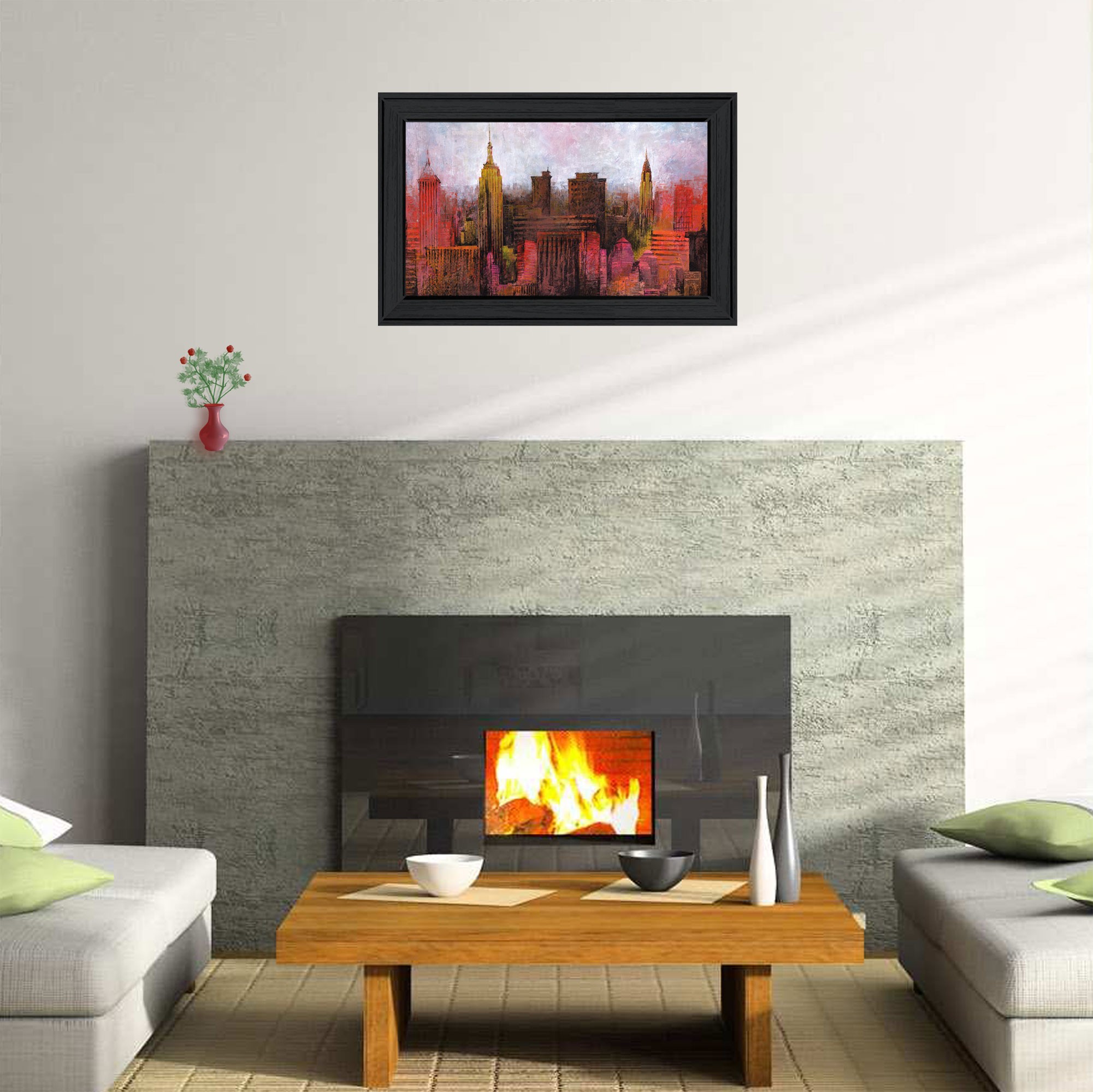 Nyc Skyline 2 Black Framed Print Wall Art