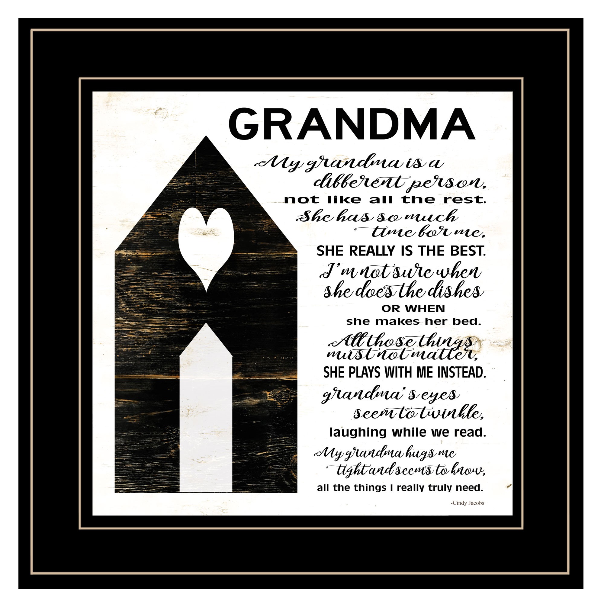 My grandma Is The Best Black Framed Print Wall Art