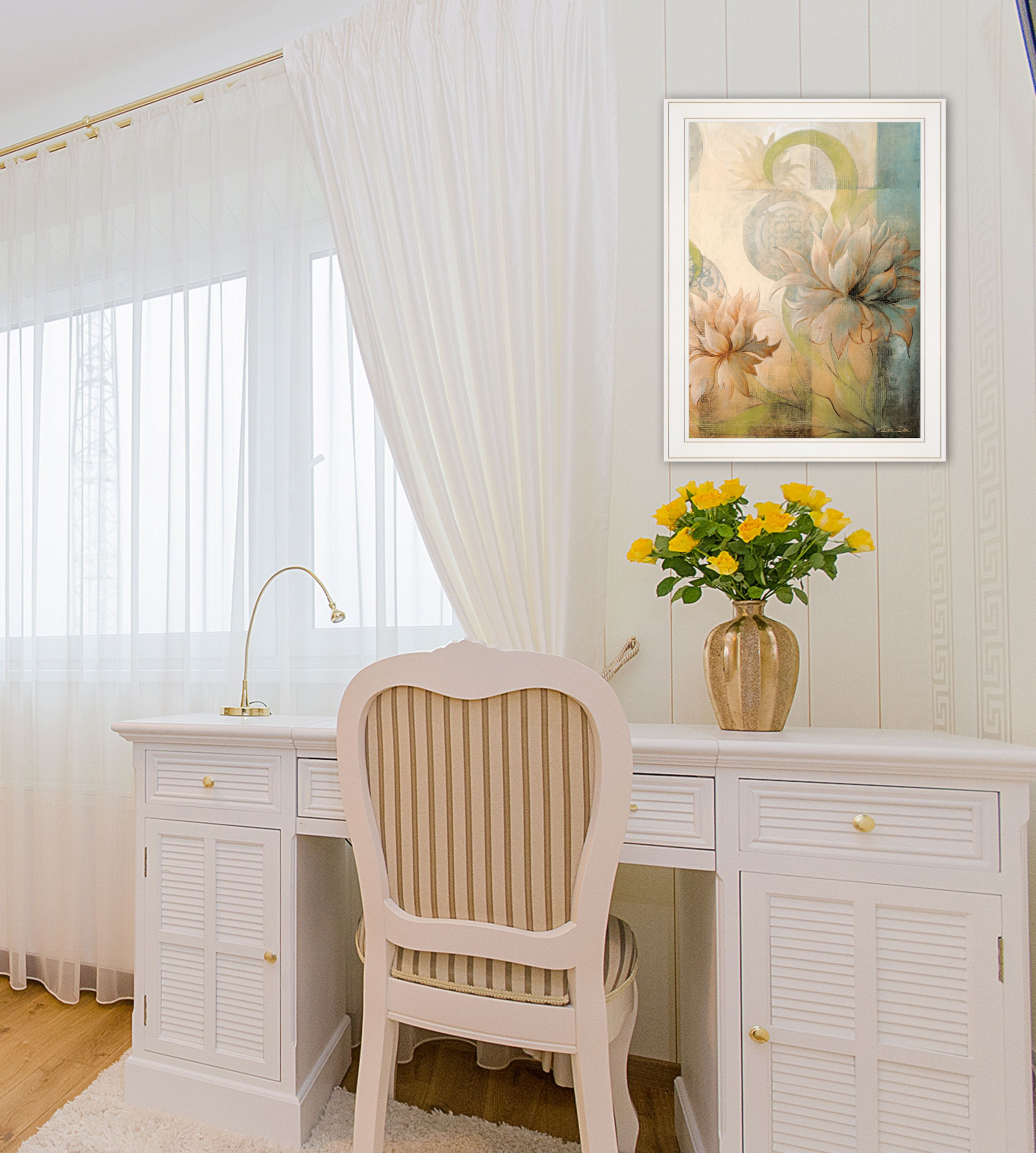 Meandering Flowers Ii 1 White Framed Print Wall Art