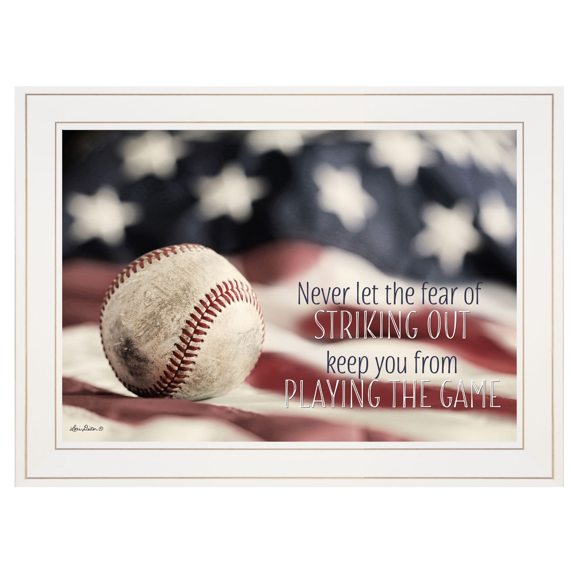 Baseball Playing The game 1 White Framed Print Wall Art