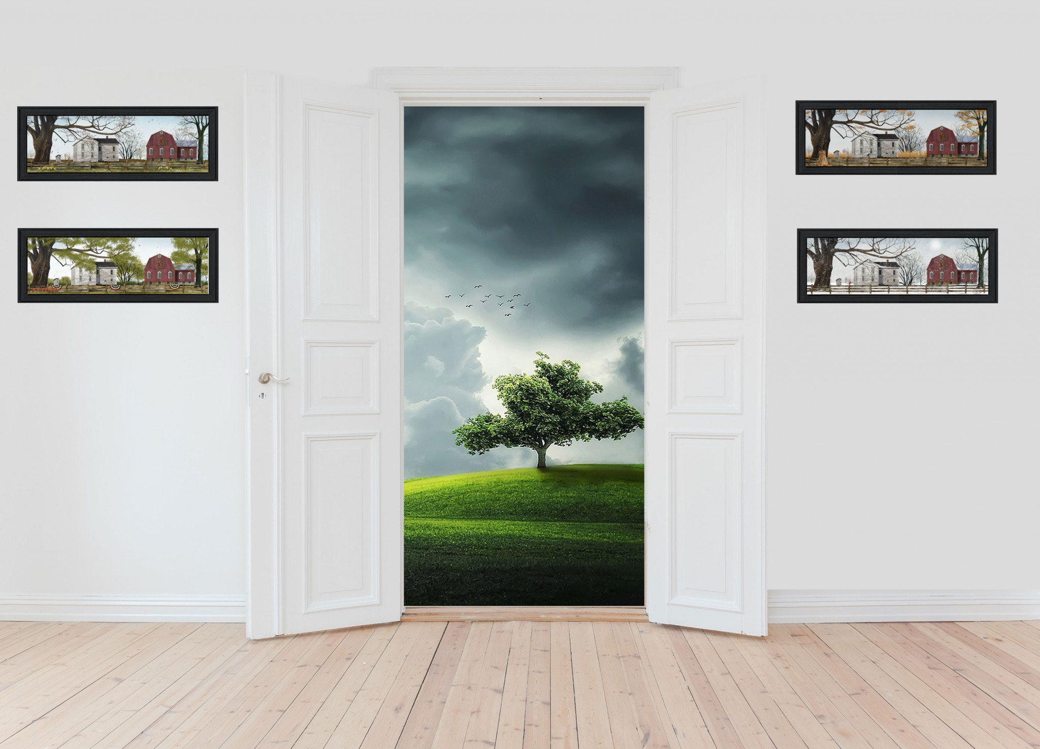 Set Of Four Four Seasons Collection Ii 2 Black Framed Print Wall Art