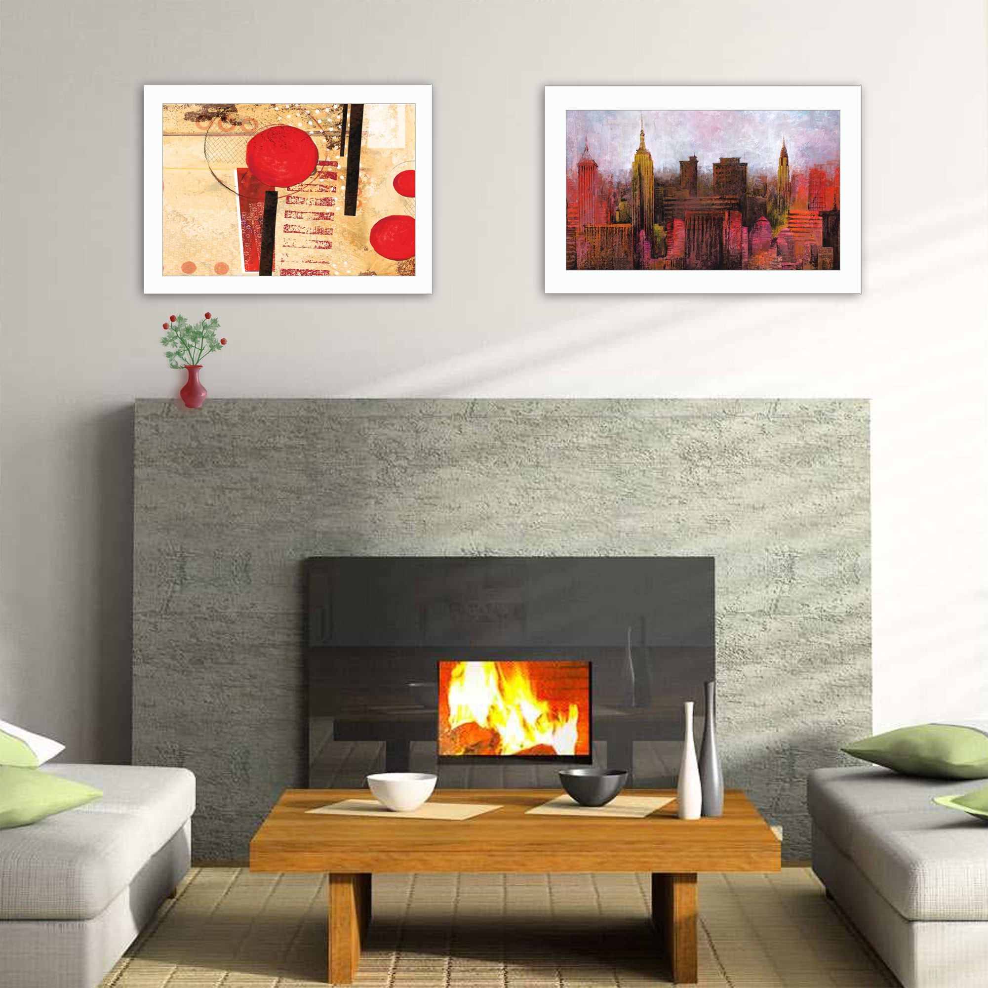 Set Of Two Nyc Harmony 1 White Framed Print Wall Art