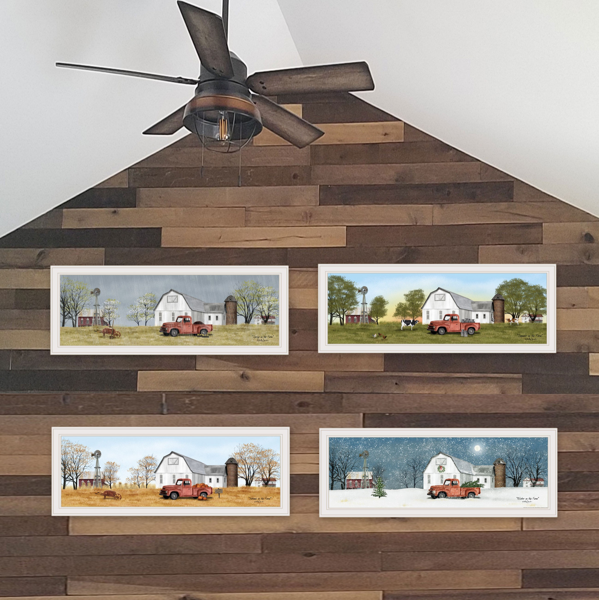 Set Of Four Billy Jacobs Four Seasons Collection Vii 4-Piece 1 White Framed Print Wall Art
