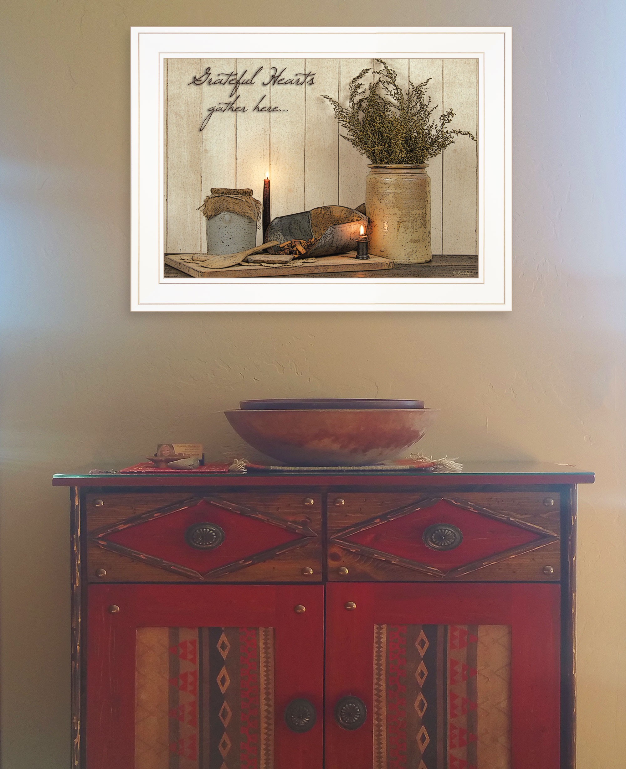 Grateful Hearts 1 White Framed Print Wall Art
