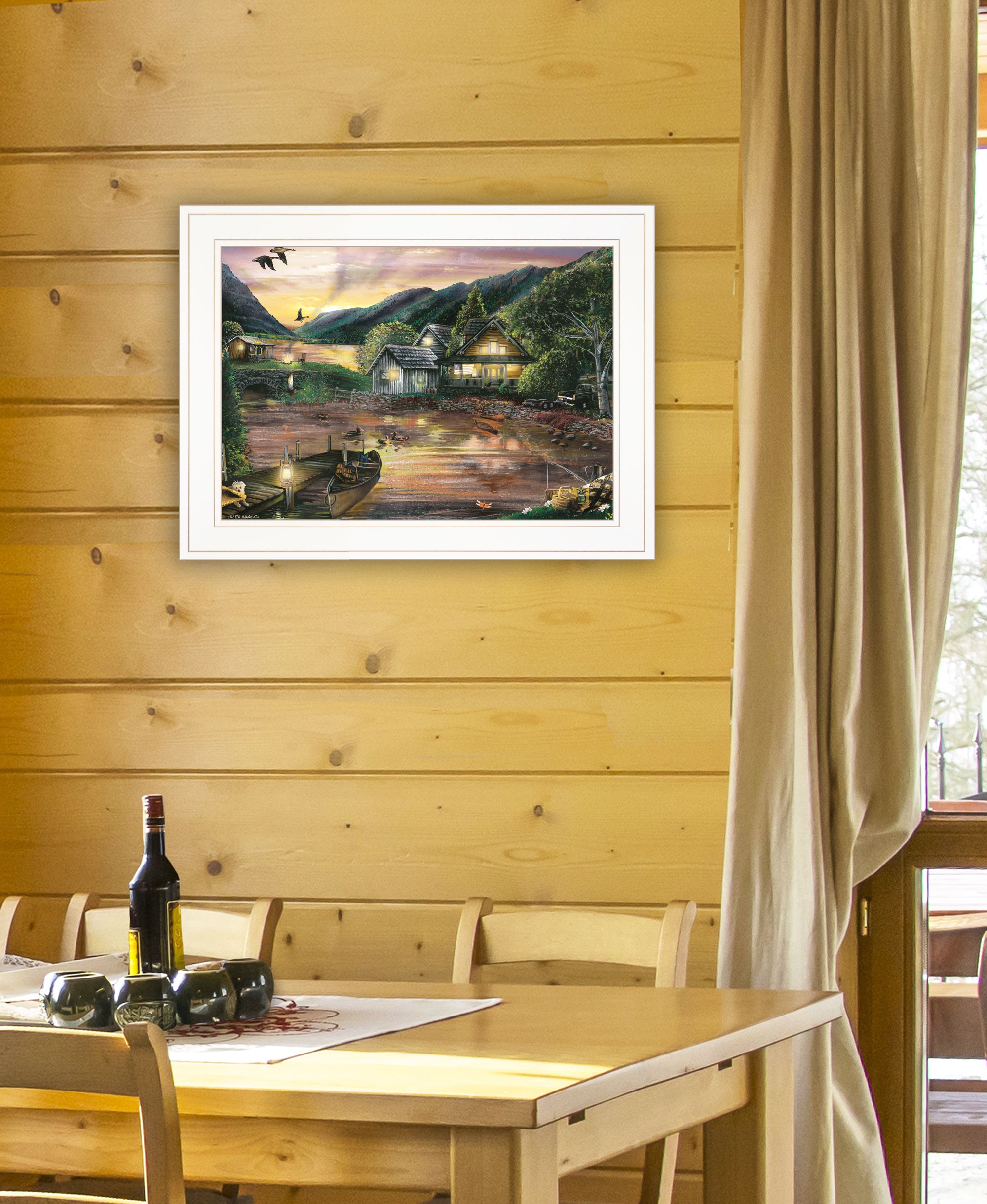 Lakefront Camping Ii 2 White Framed Print Wall Art