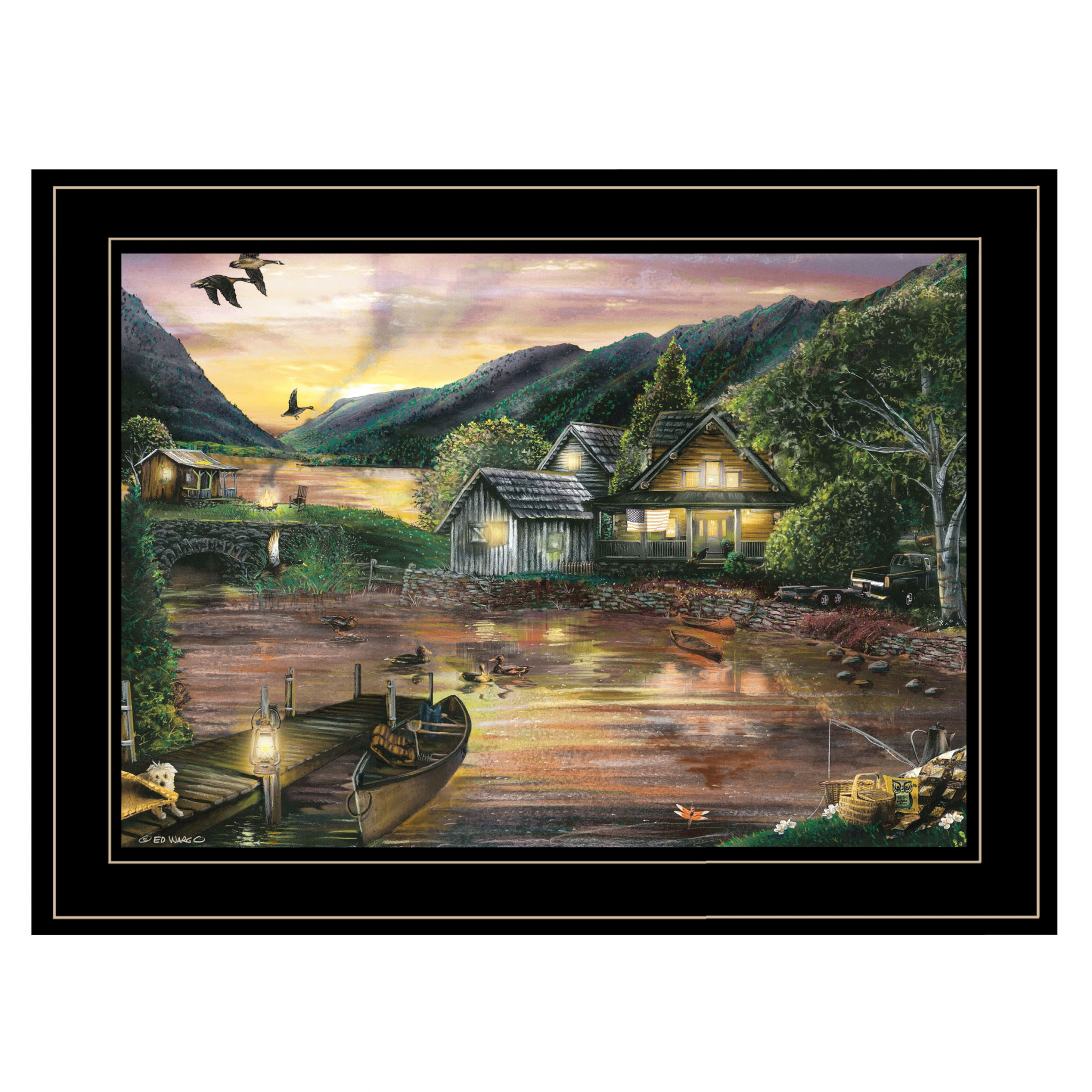 Lakefront Camping Ii 3 Black Framed Print Wall Art