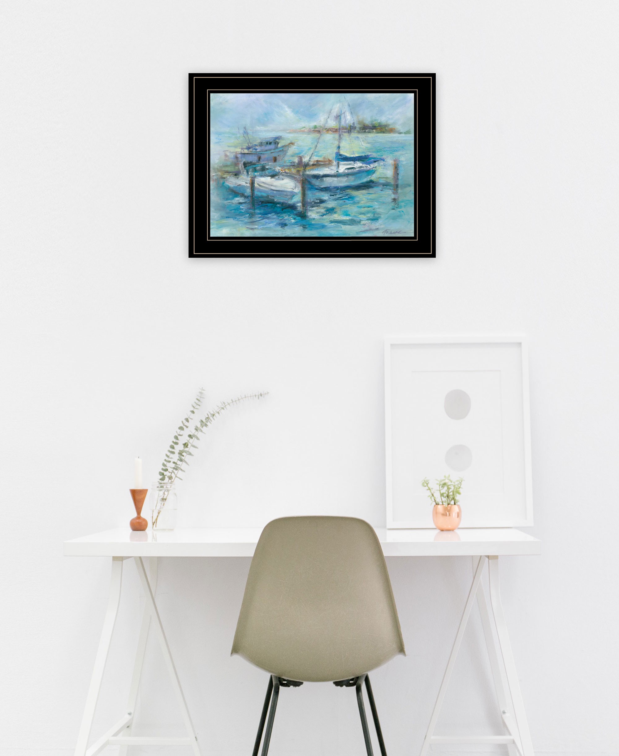 Dockside 3 Black Framed Print Wall Art