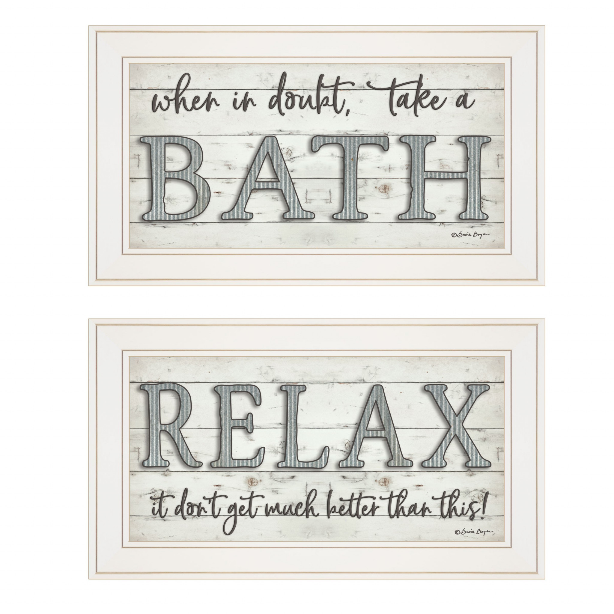 Set Of Two When In Doubt Take A Bath Relax Framed Print Bathroom Wall Art