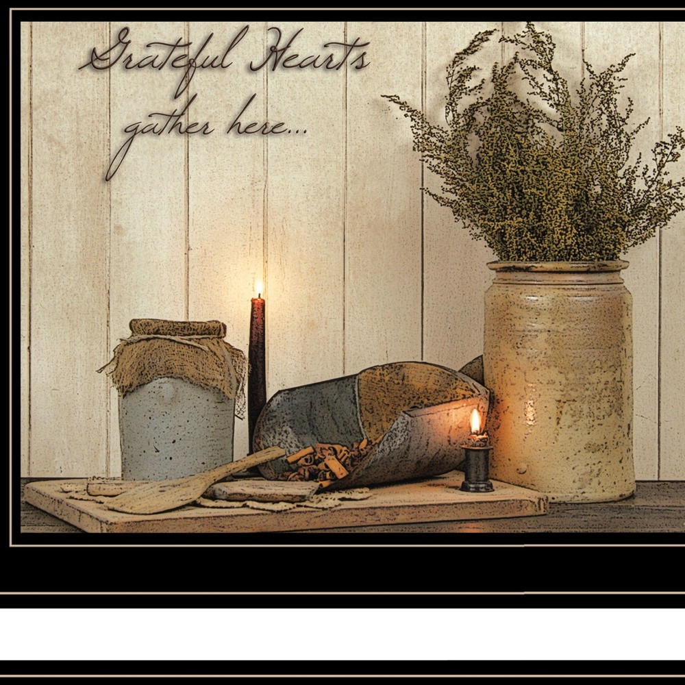 Set Of Two Blessed gathering 2 Black Framed Print Kitchen Wall Art