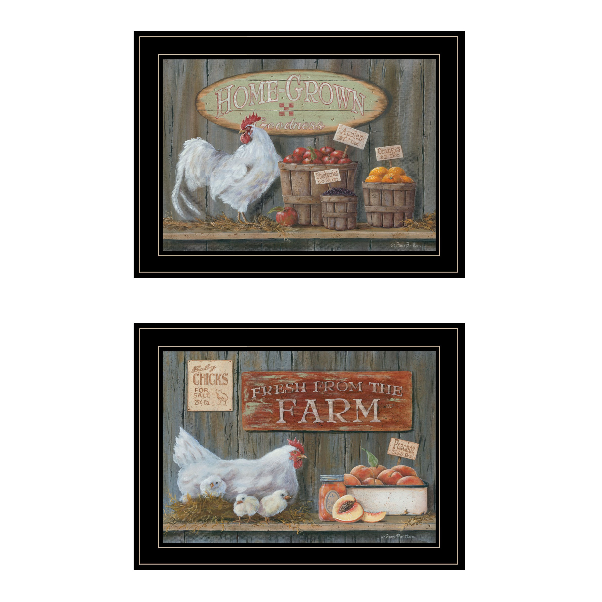 Set Of Two Home grown 2 Black Framed Print Wall Art