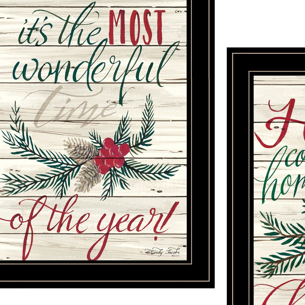 Set Of Two All Heart come Home For christmas 2 Black Framed Print Wall Art