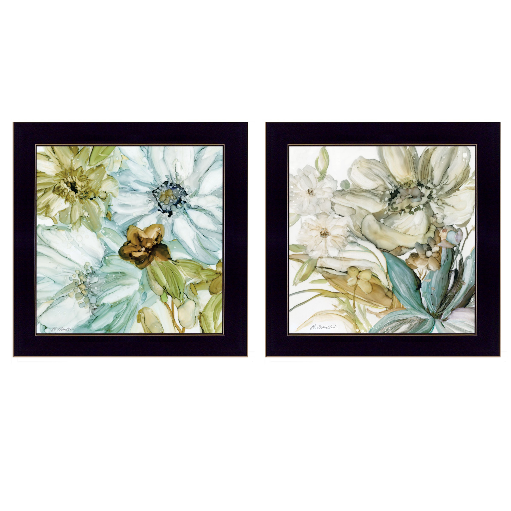 Set Of Two Sea glass 3 Black Framed Print Wall Art