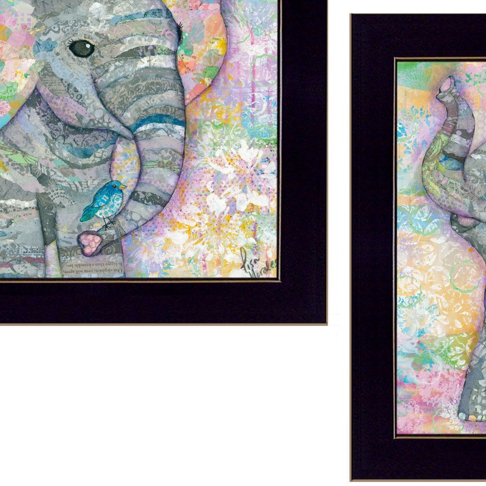 Set Of Two Elephant I And Ii 3 Black Framed Print Wall Art