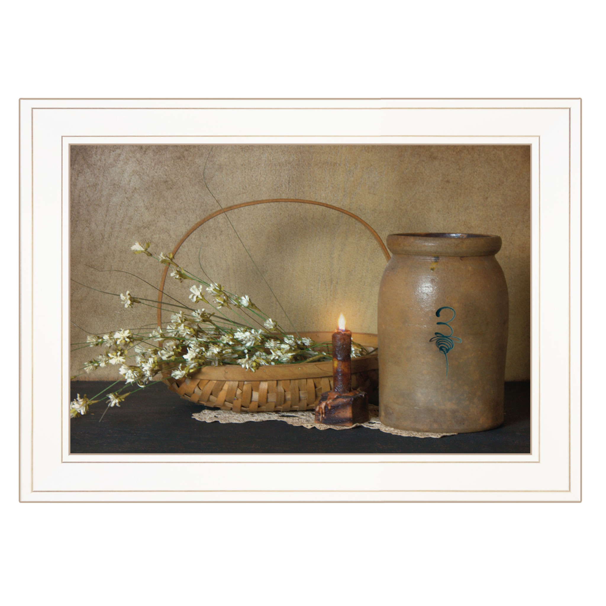 Basket Of Flowers 1 White Framed Print Wall Art