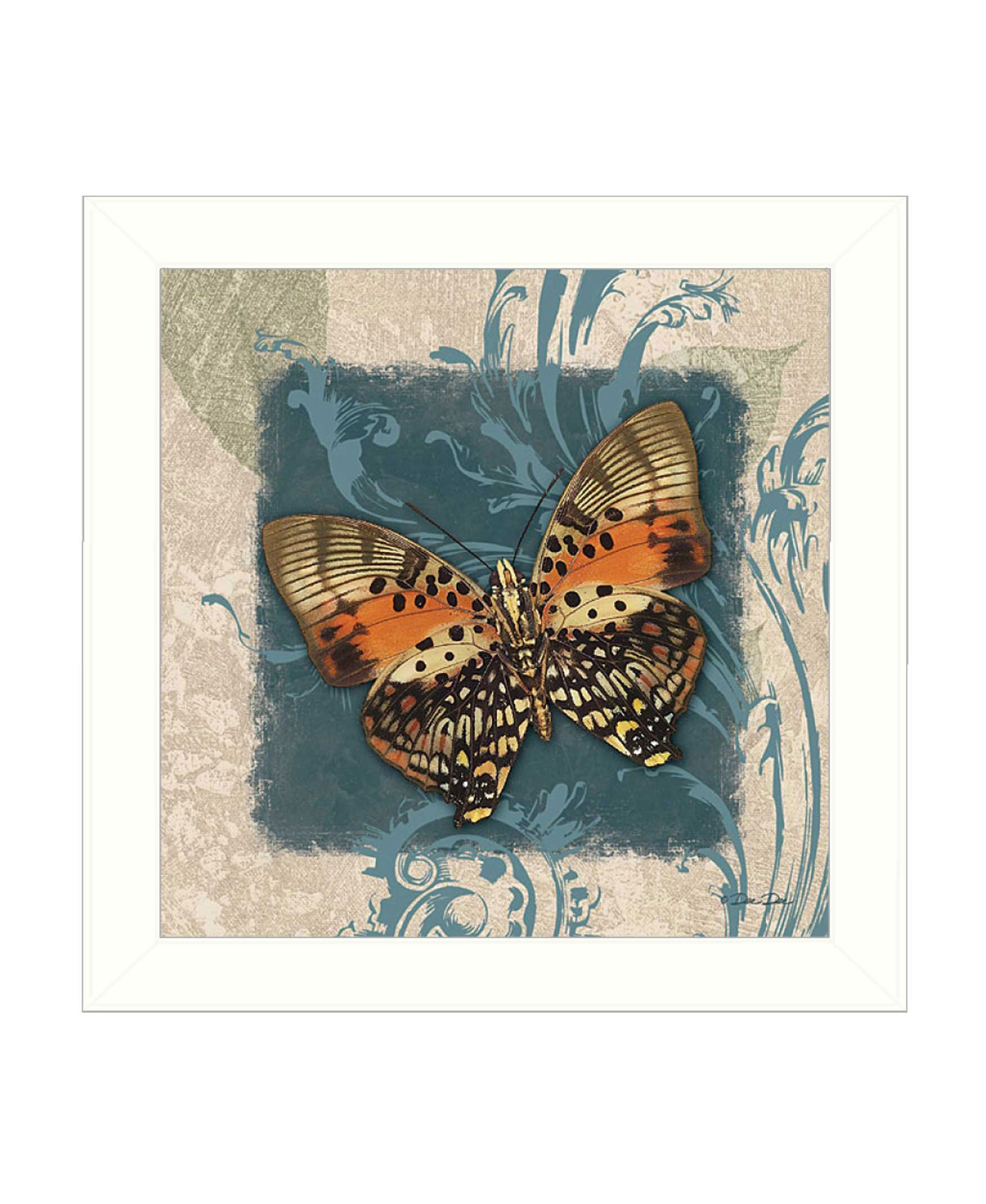 Swirl Butterfly Iii White Framed Print Wall Art