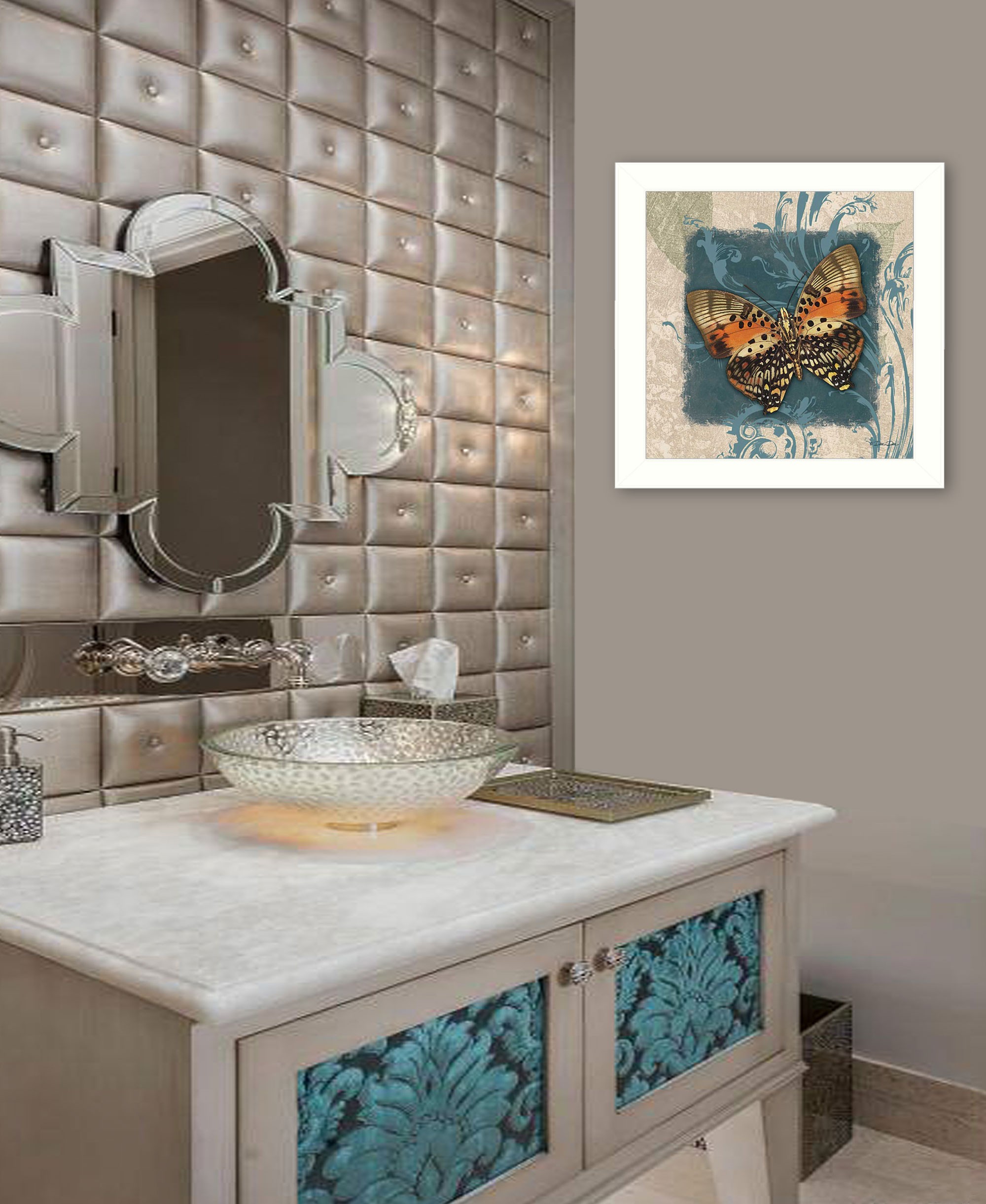 Swirl Butterfly Iii White Framed Print Wall Art