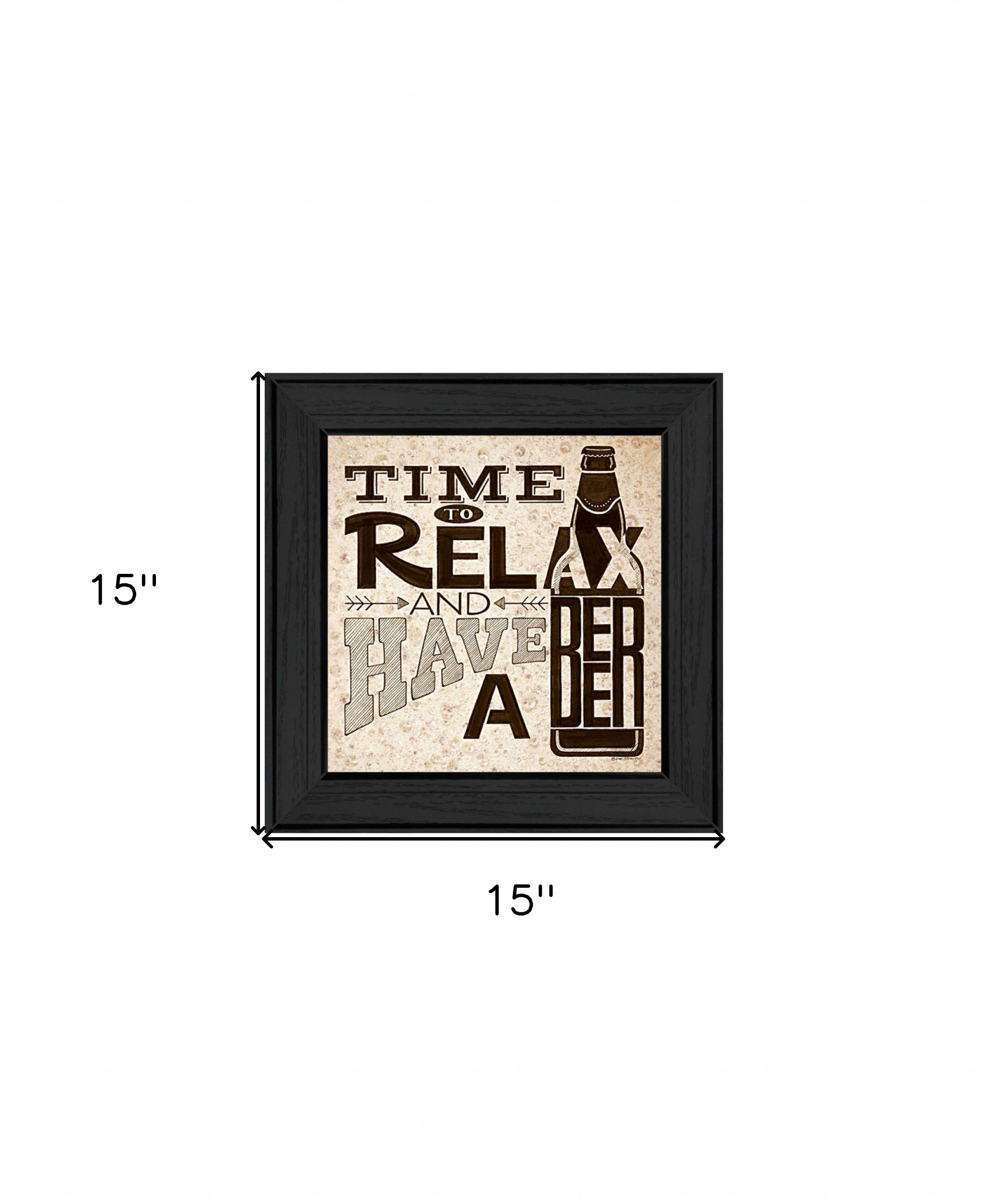 Beertime To Relax Black Framed Print Wall Art