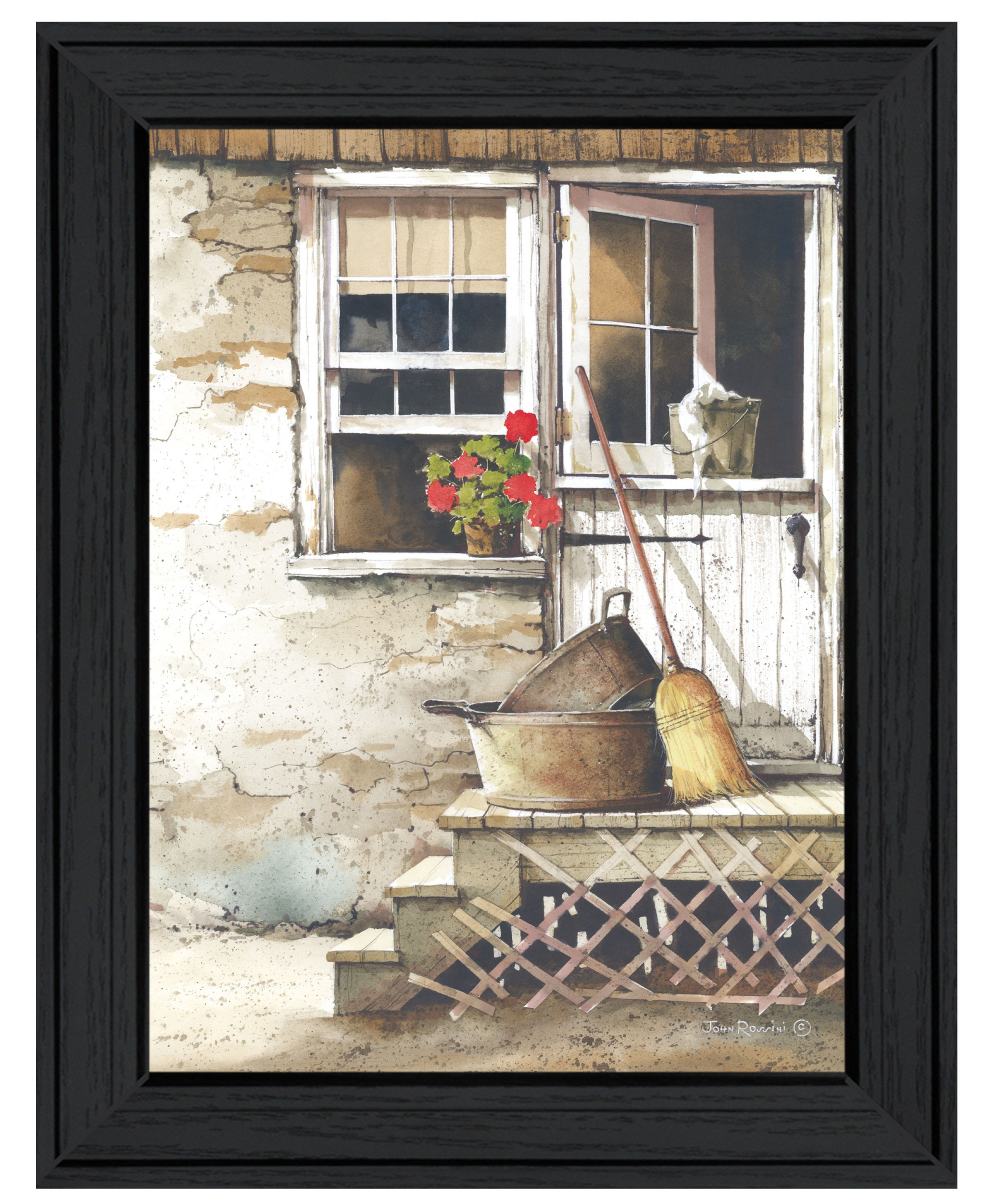 cleaning Day Black Framed Print Bathroom Wall Art