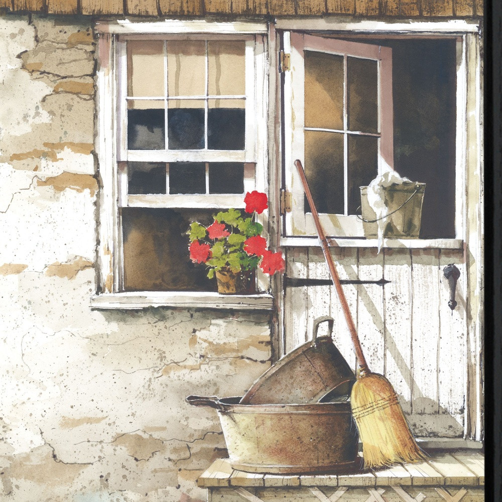 cleaning Day Black Framed Print Bathroom Wall Art