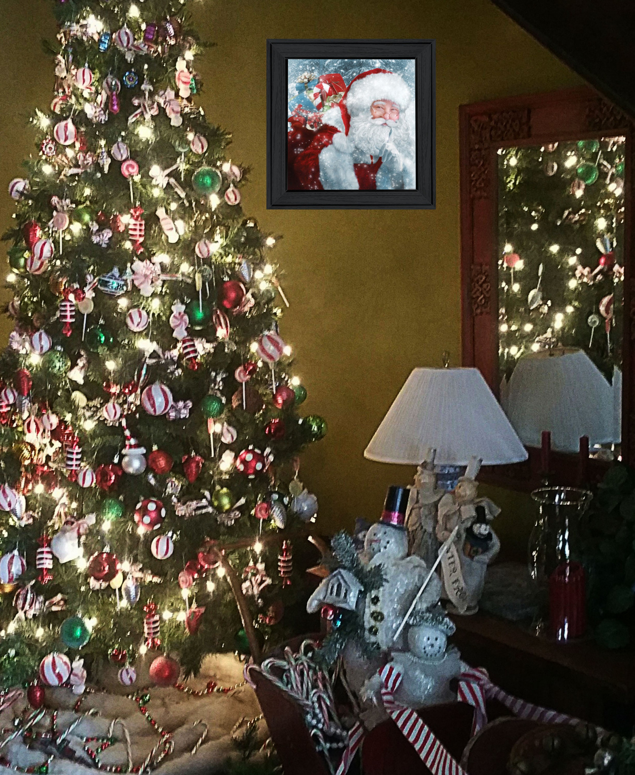 Santas Presents 3 Black Framed Print Wall Art