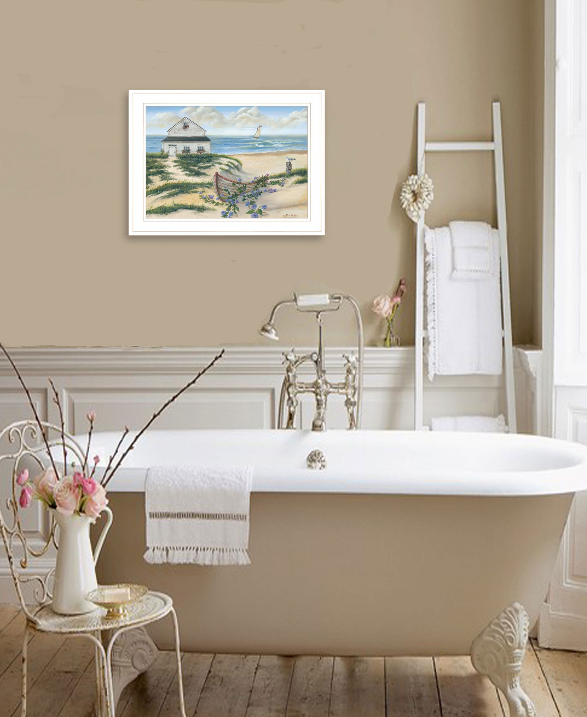 Beach Cottage Ii 2 White Framed Print Wall Art