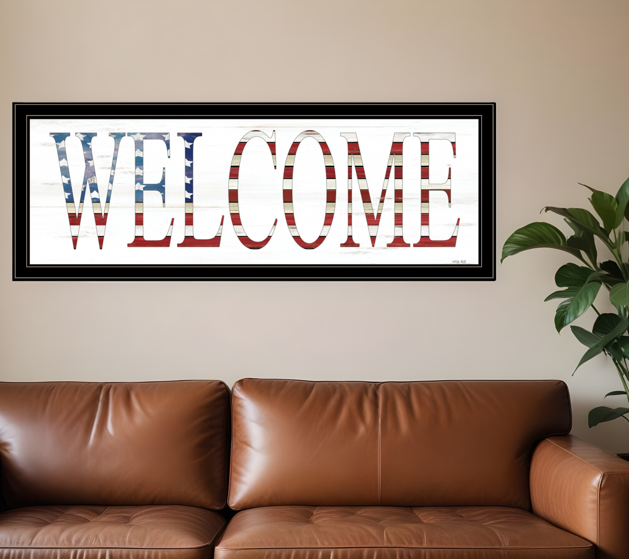 Patriotic Welcome 2 Black Framed Print Wall Art-407593-1
