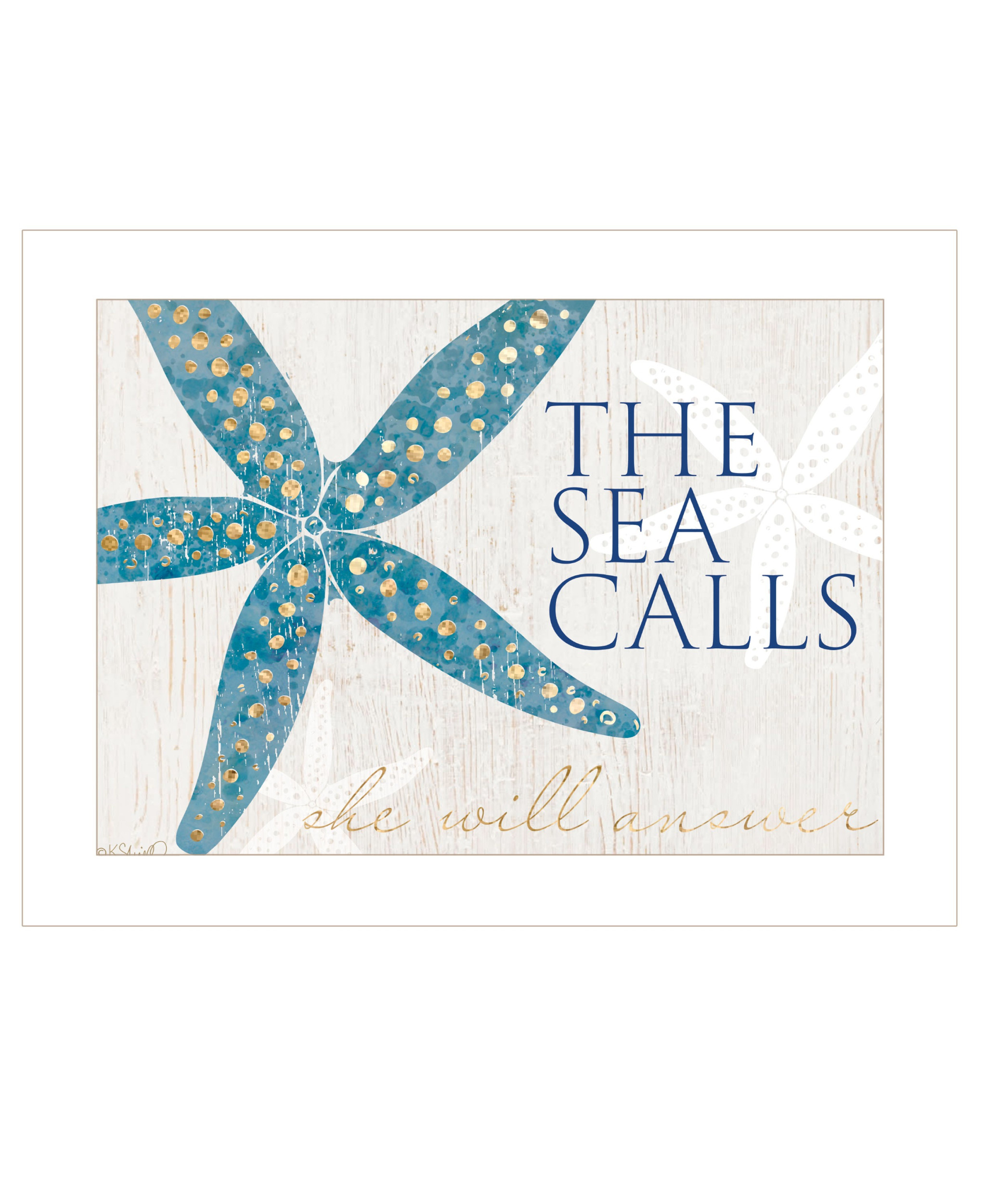 The Sea Calls 1 White Framed Print Wall Art-407726-1