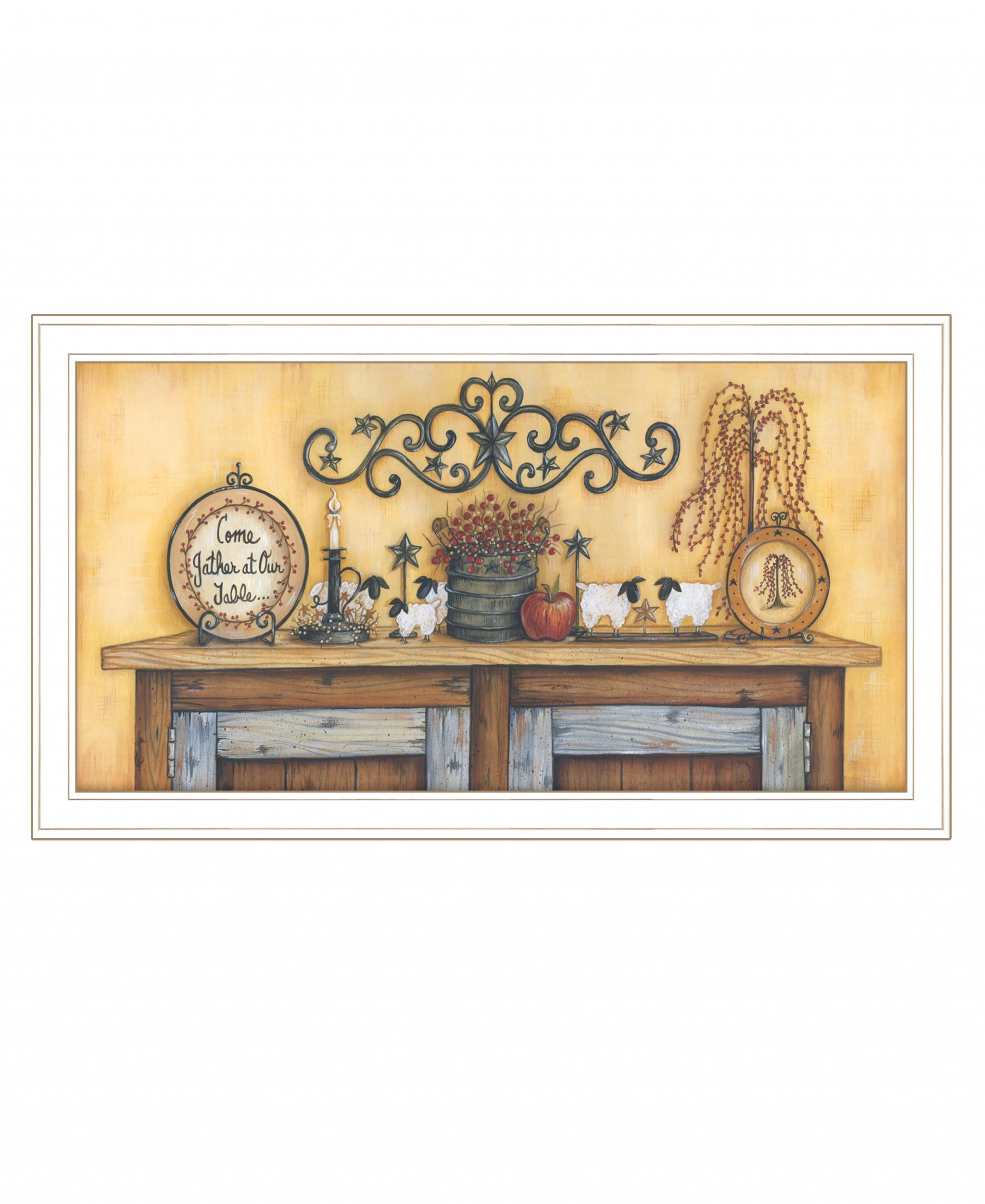 Come Gather At Our Table 3 White Framed Print Wall Art-407800-1