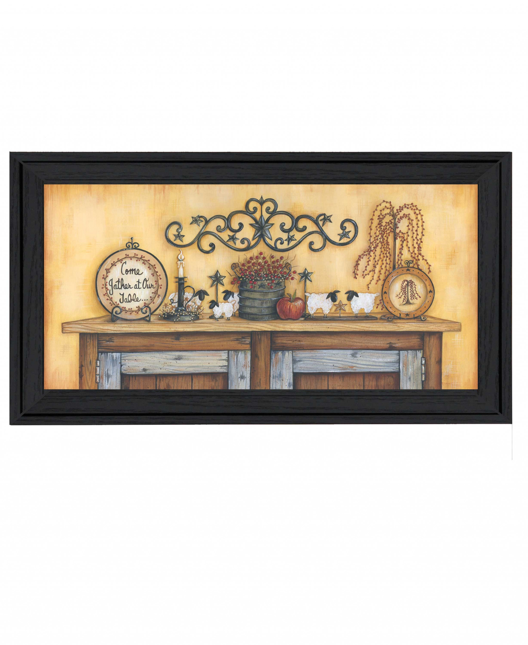 Come Gather At Our Table 4 Black Framed Print Wall Art-407801-1