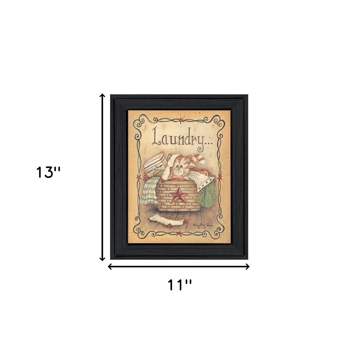 Laundry 1 Black Picture Frame Print Wall Art