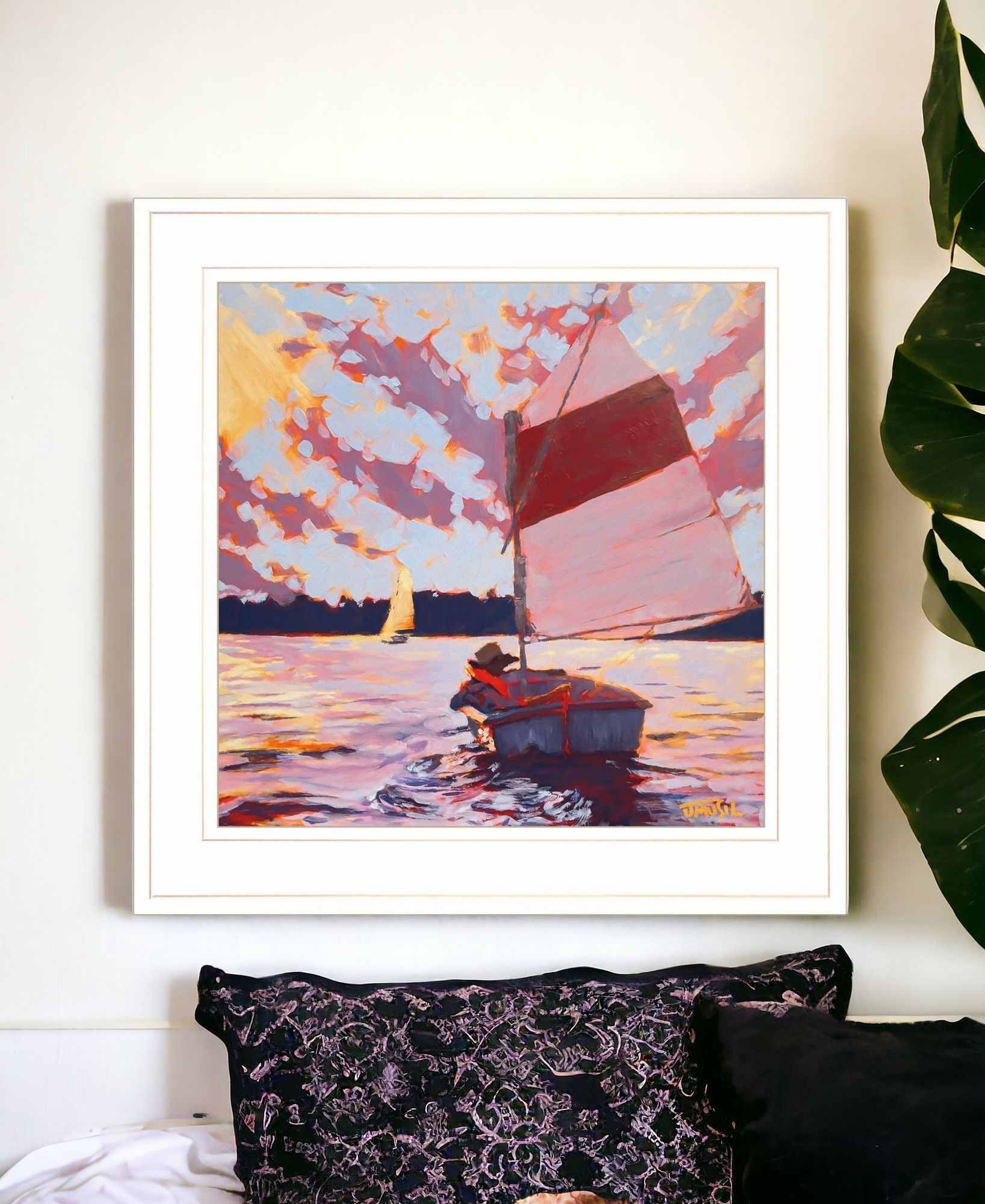 Small Sailboat 2 White Framed Print Wall Art-407855-1