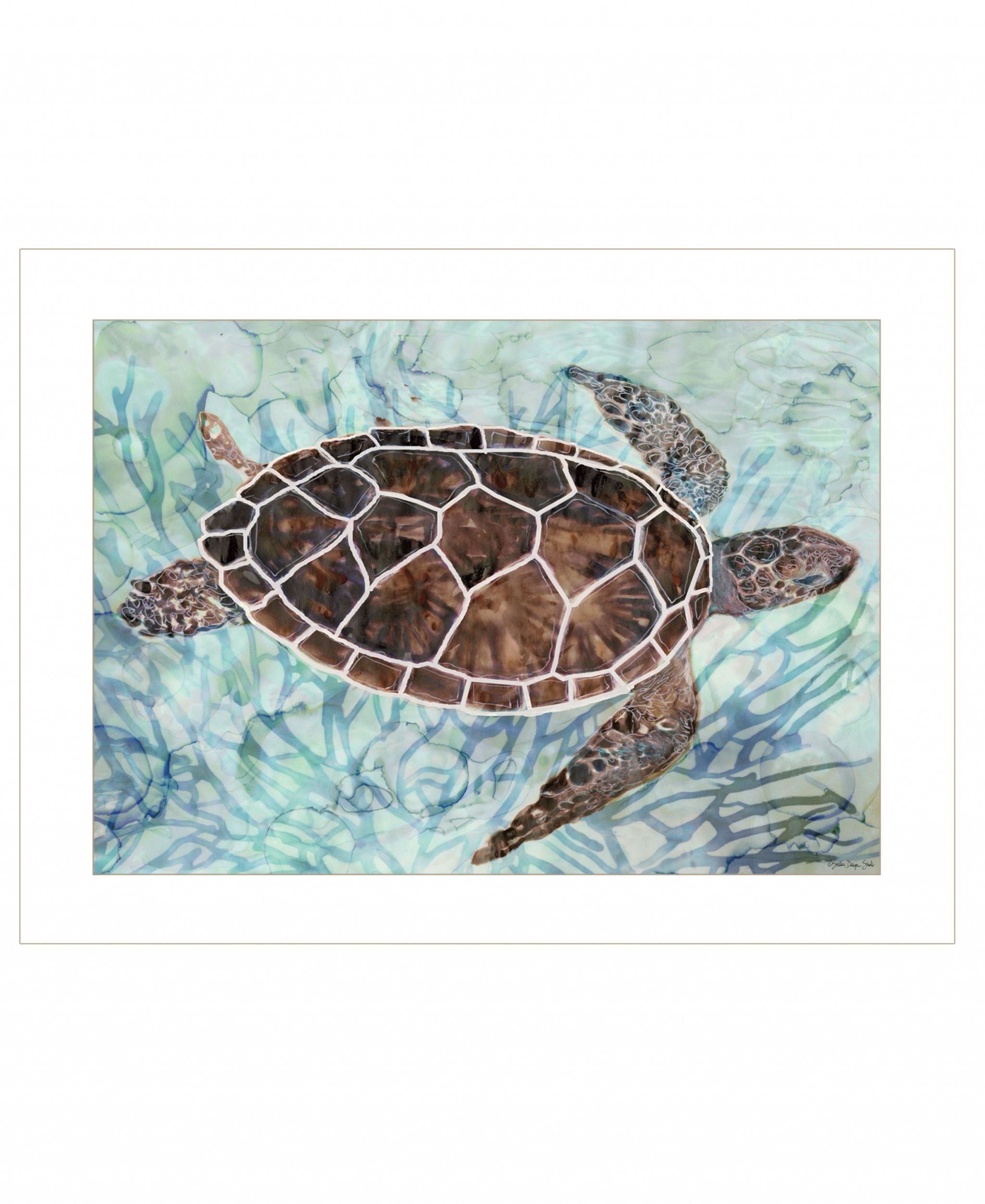 Sea Turtles Collage 1 [1] White Framed Print Wall Art-407866-1