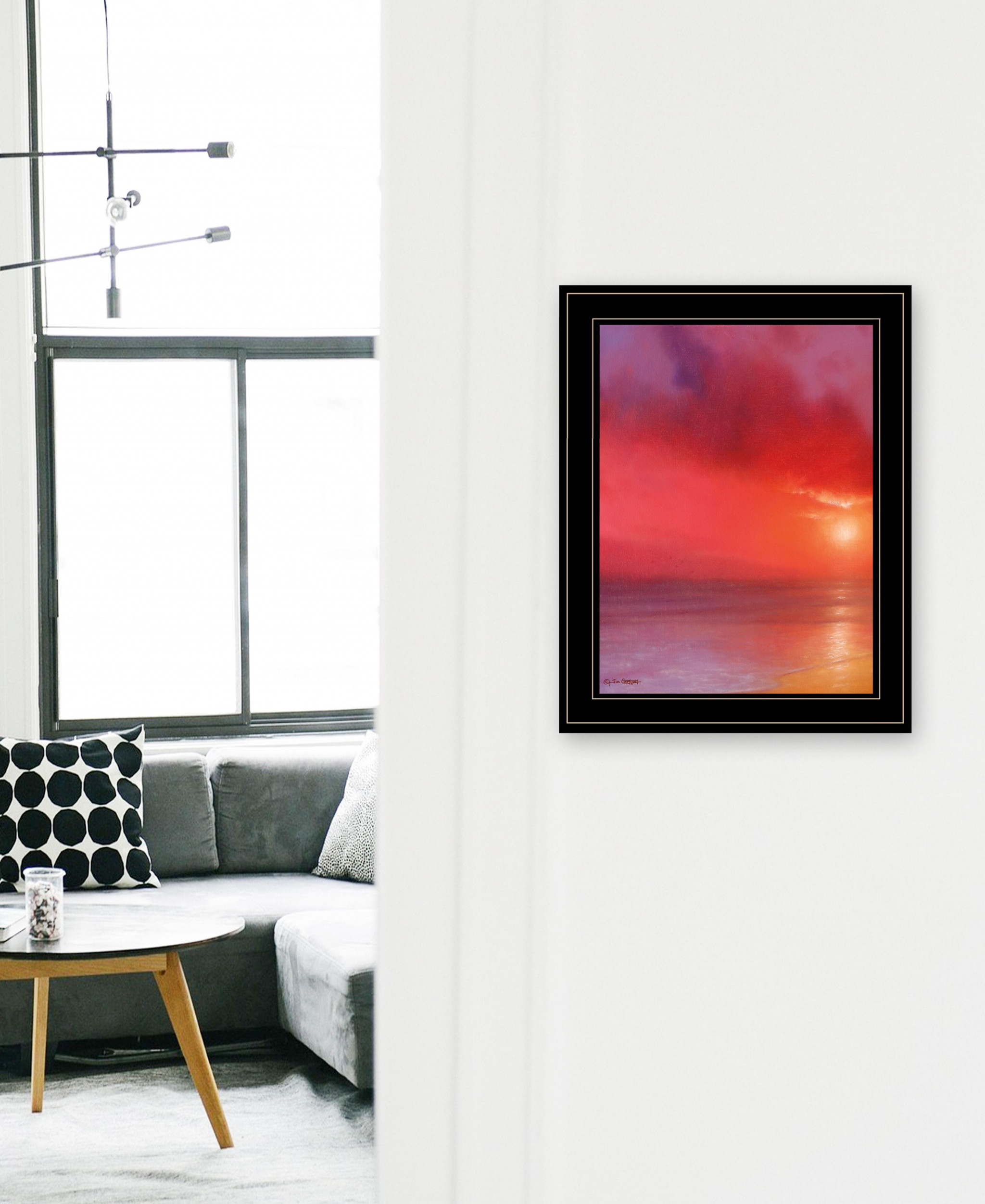 Sunset In Red 3 Black Framed Print Wall Art