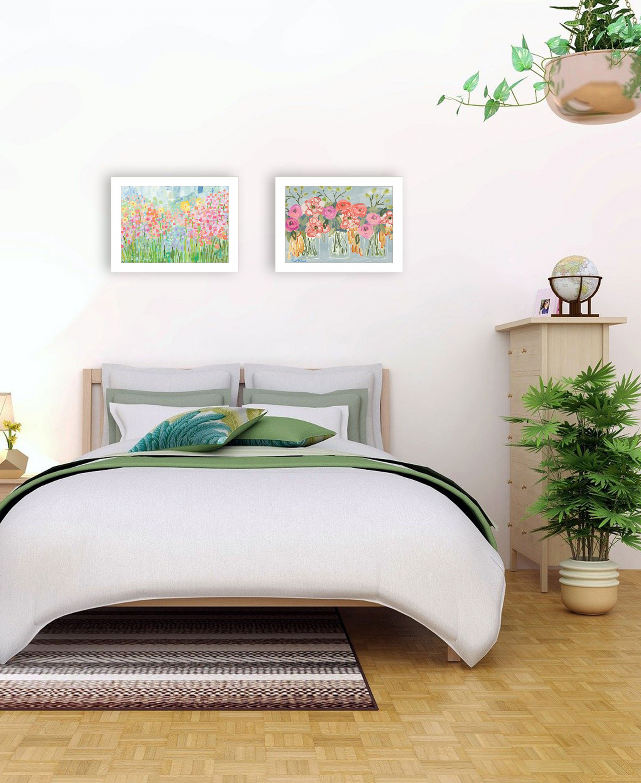 Set Of Two Garden Flowers Ii 1 White Framed Print Wall Art