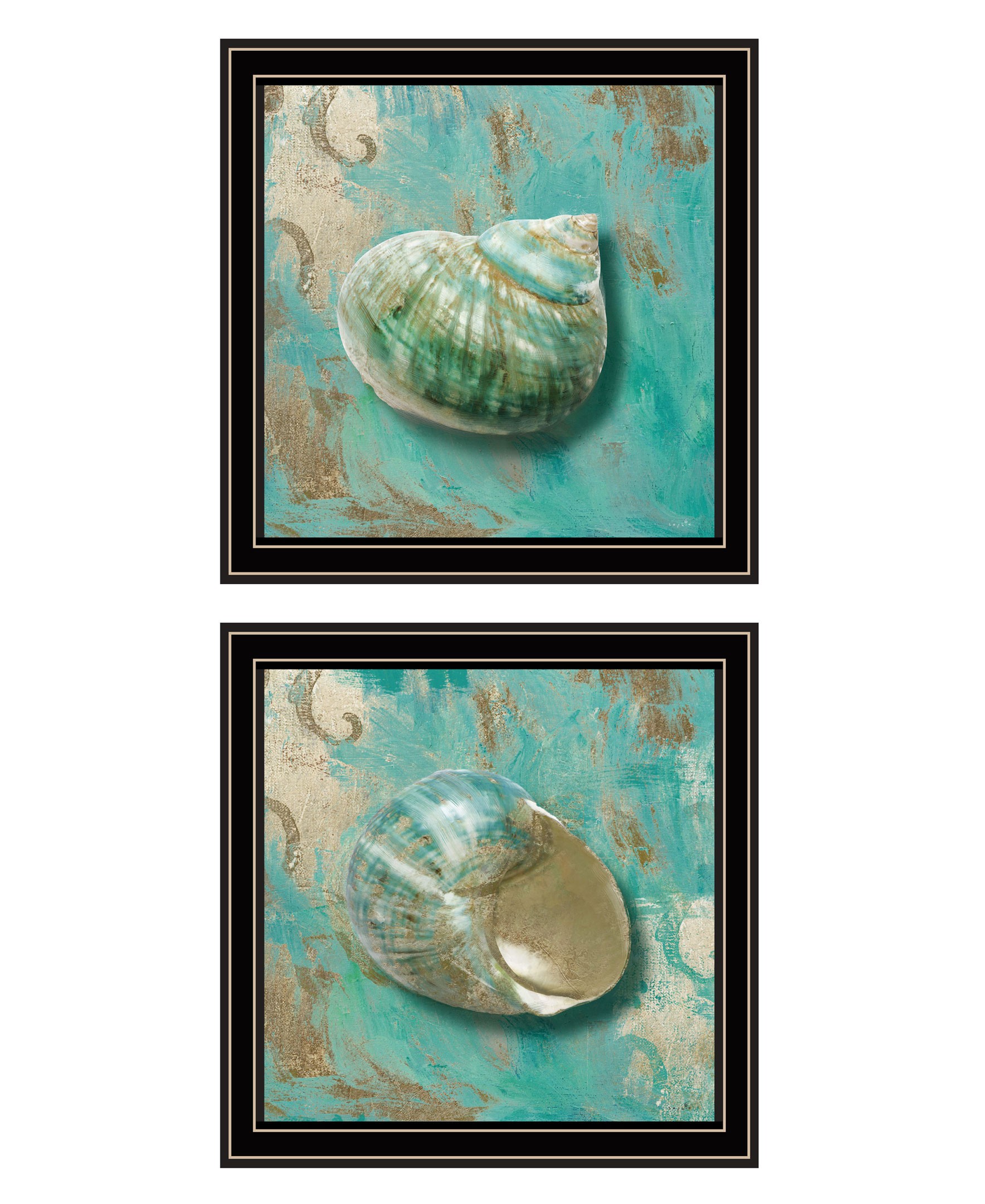 Set Of Two Azurica I And Sea Ii 1 Black Framed Print Wall Art