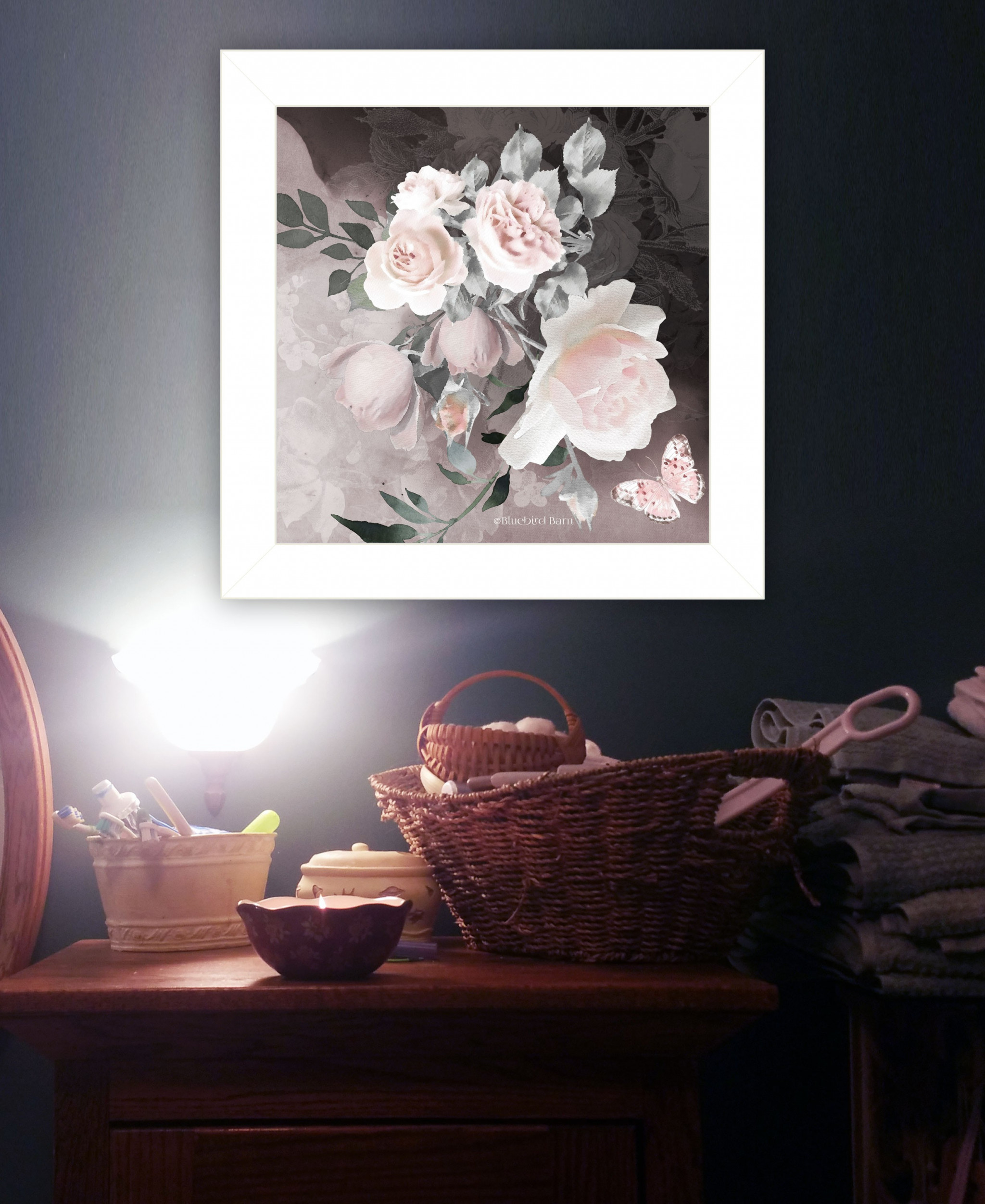 Noir Roses Iv 2 White Framed Print Wall Art