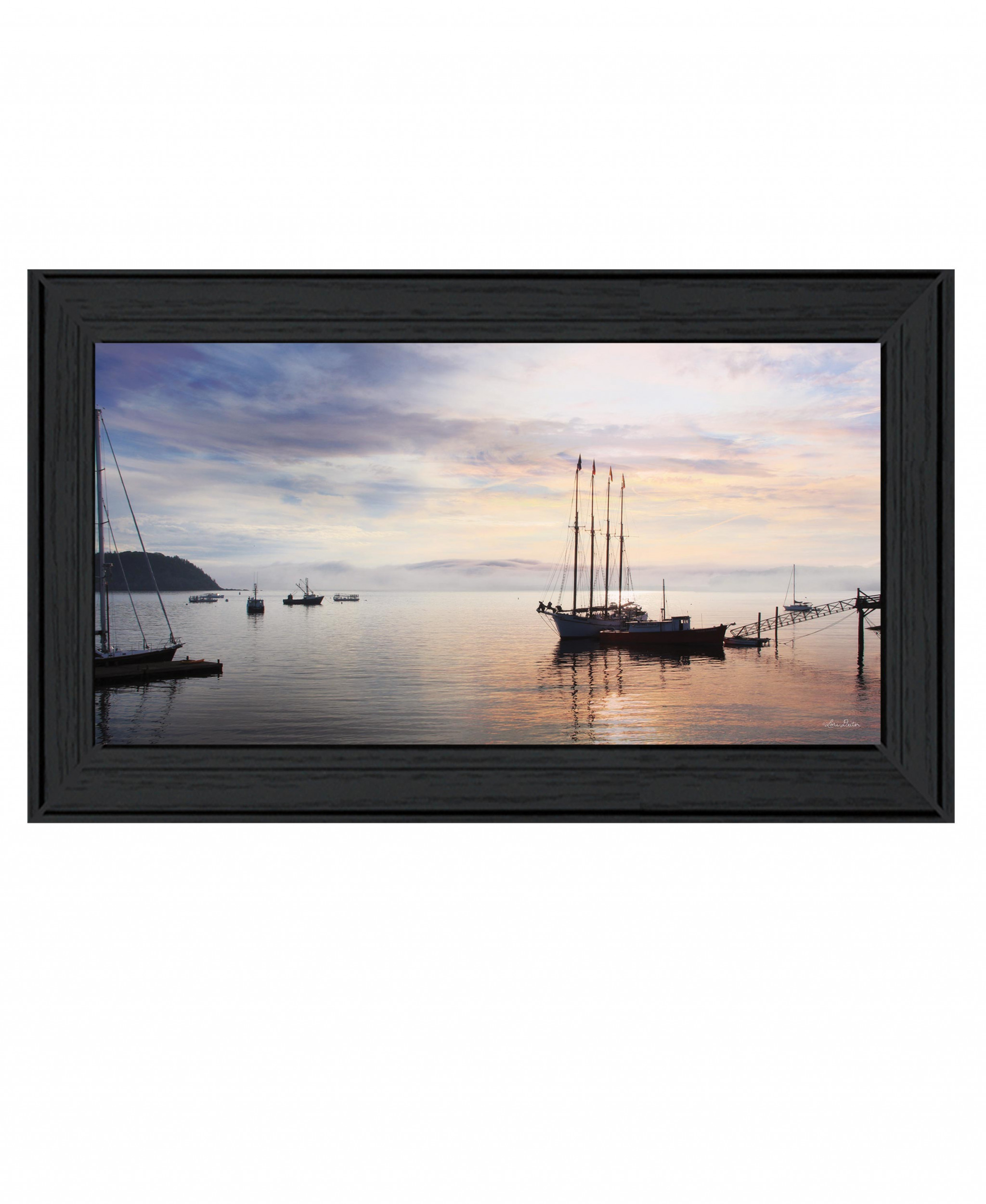 Bar Harbor Silhouettes 2 Black Framed Print Wall Art