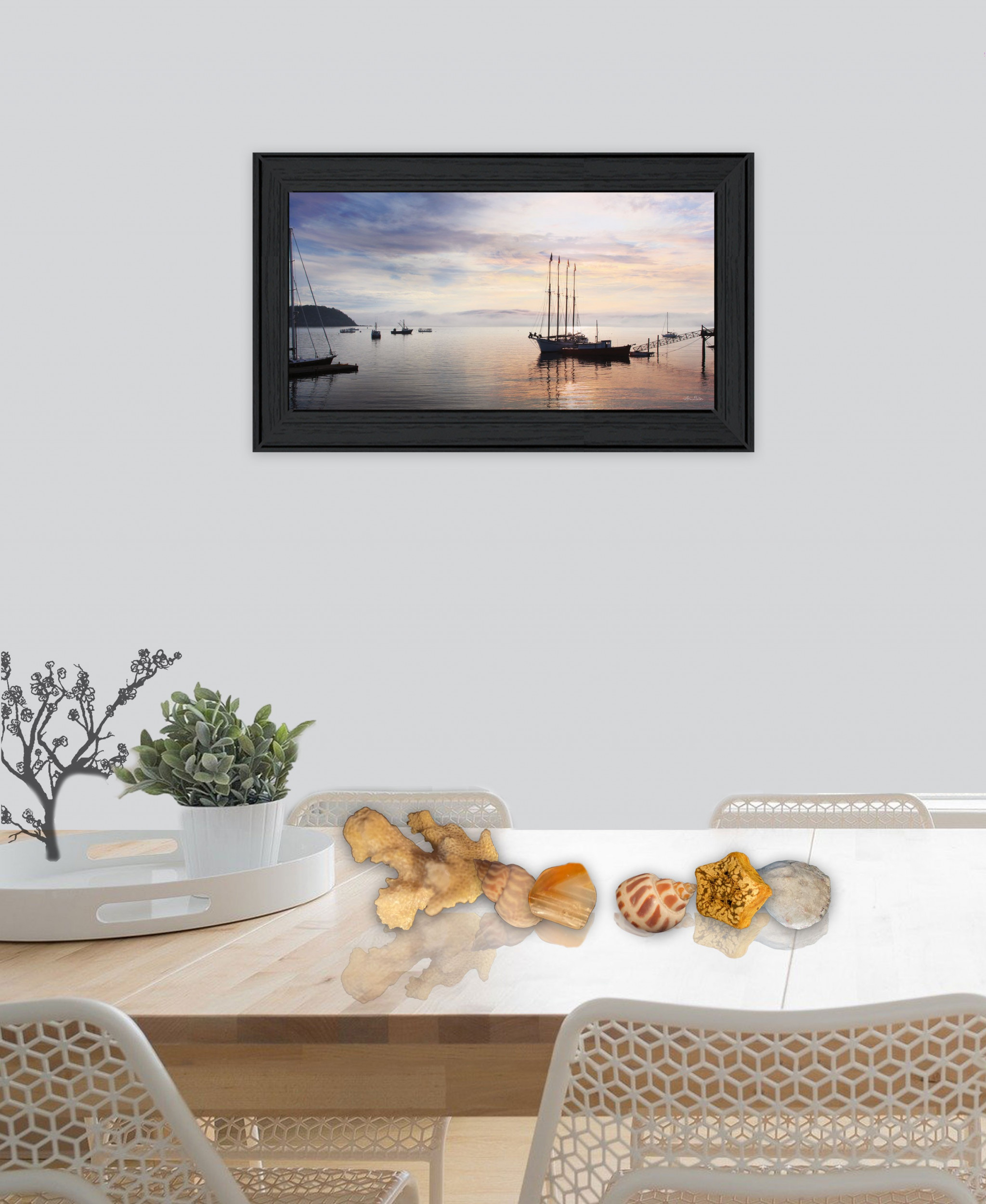 Bar Harbor Silhouettes 2 Black Framed Print Wall Art
