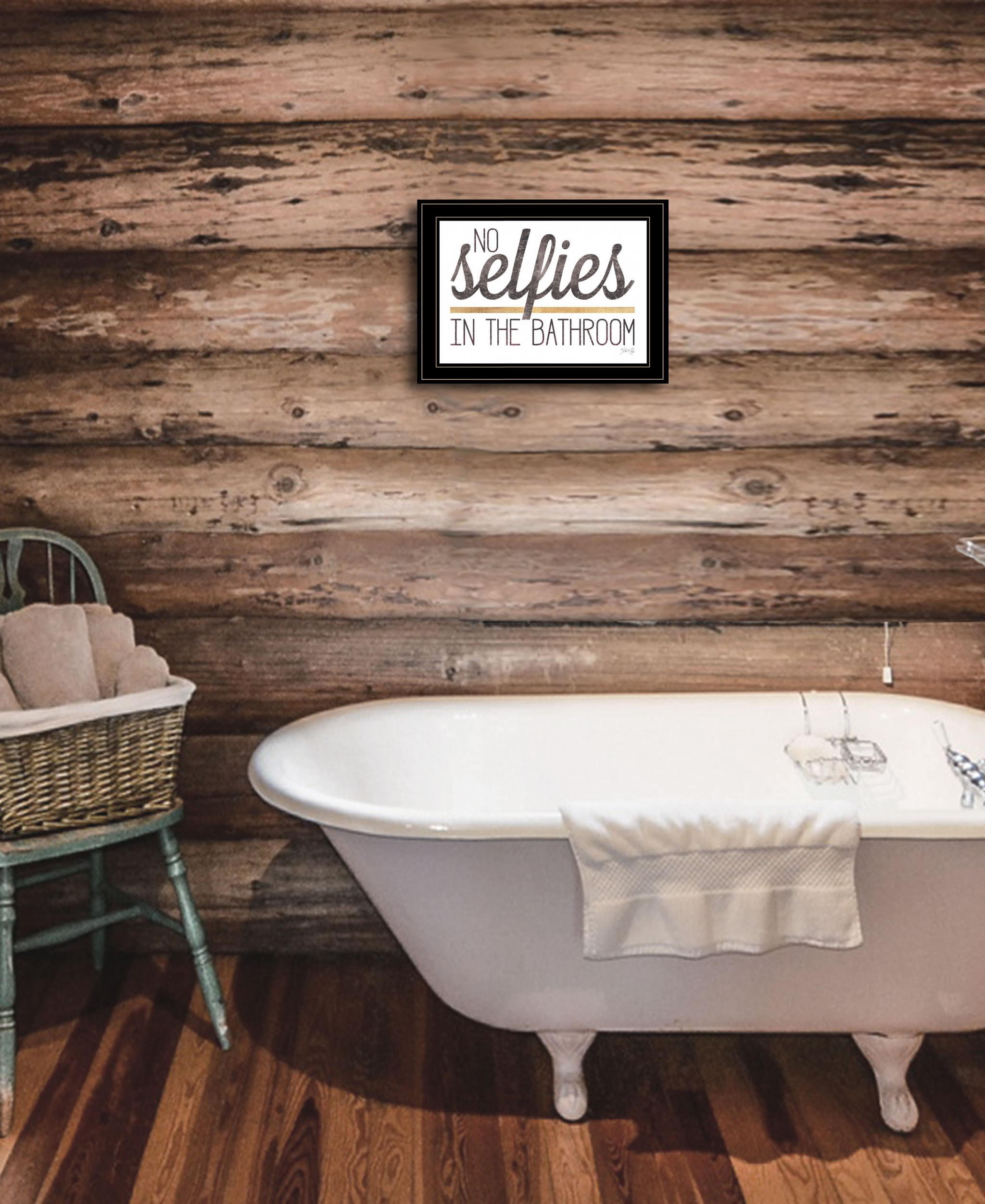 No Selfies In The Bathroom 6 Black Framed Print Wall Art