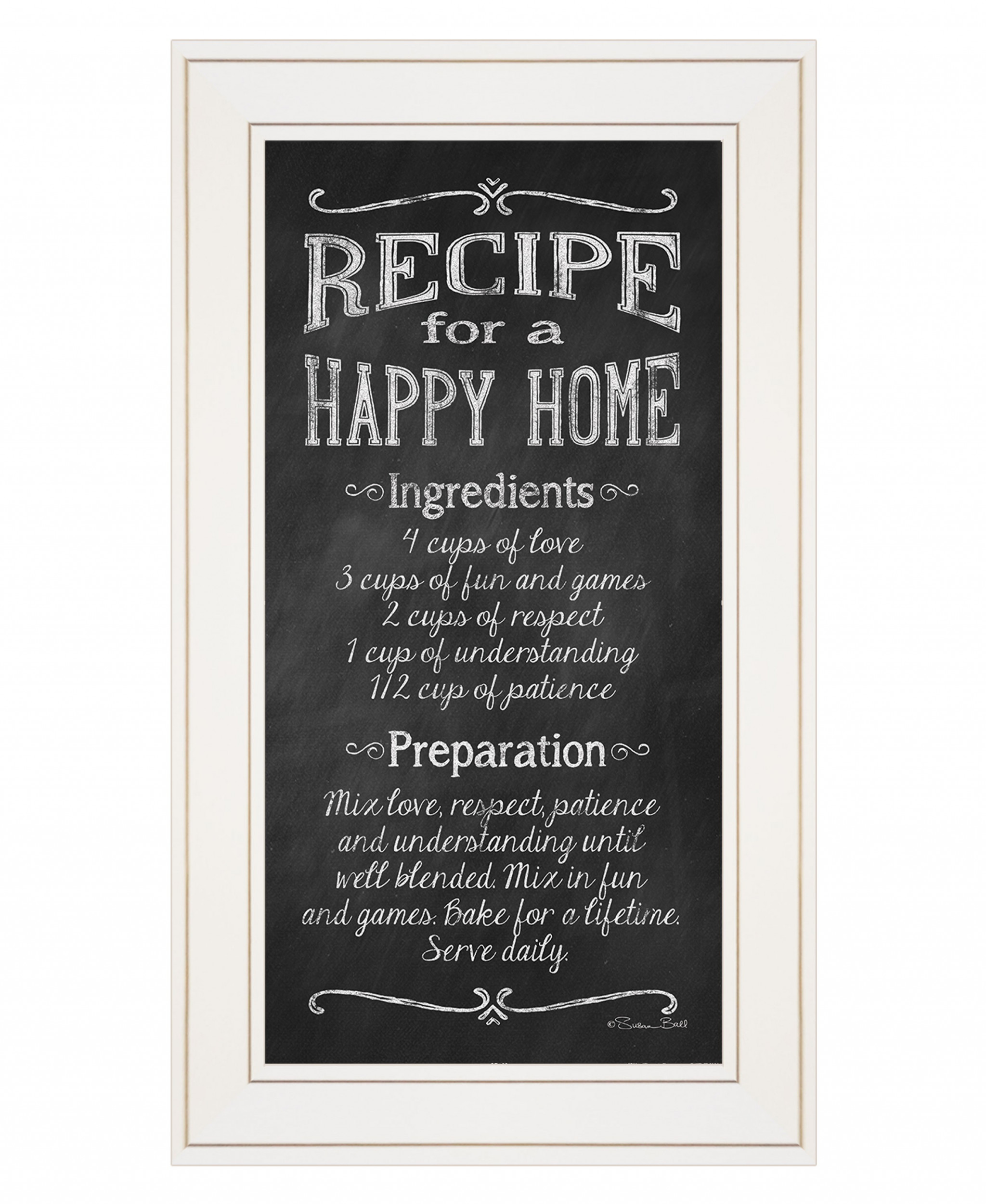 Recipe For A Happy Home 1 White Framed Print Wall Art-408147-1