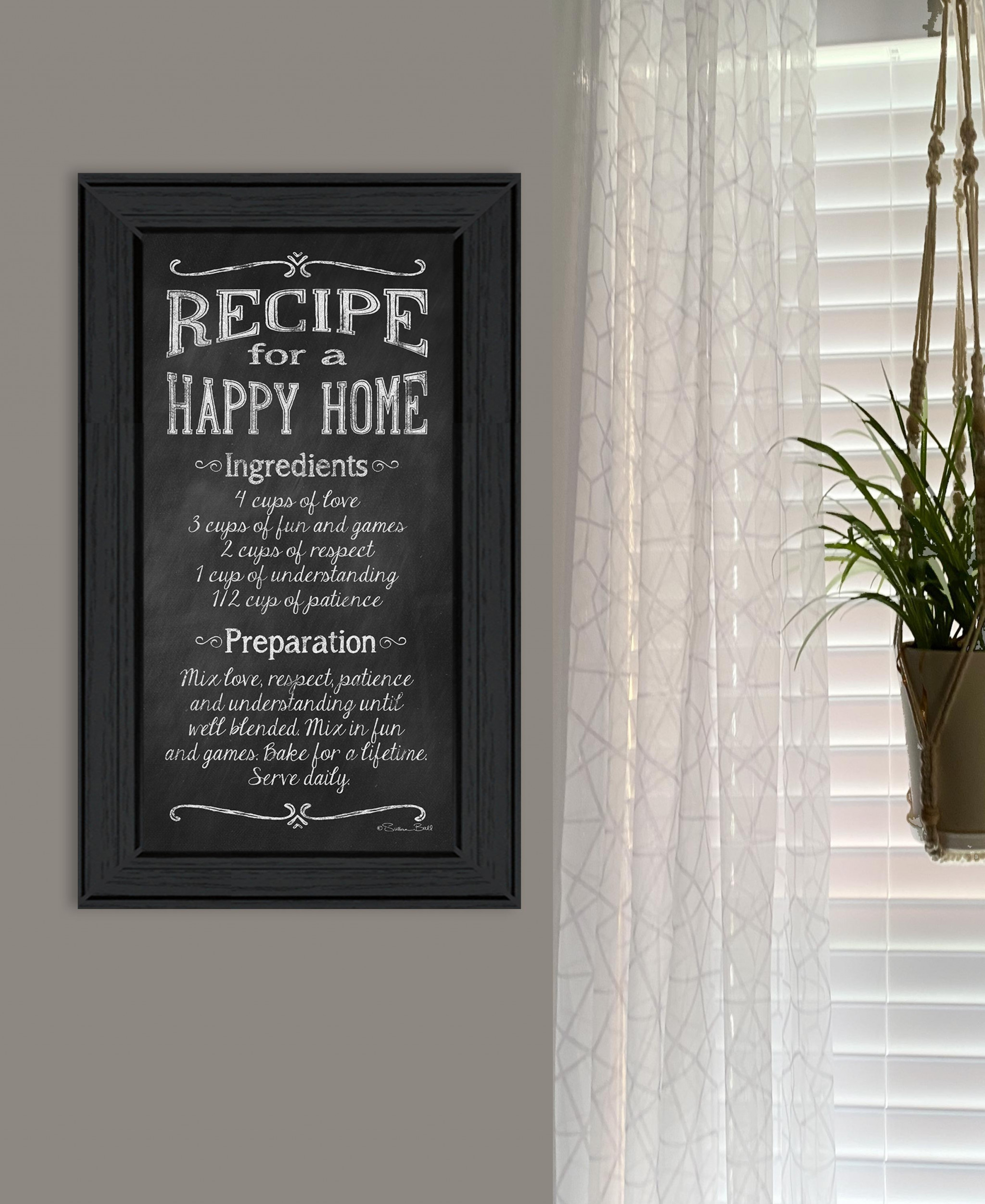Recipe For A Happy Home 2 Black Framed Print Wall Art