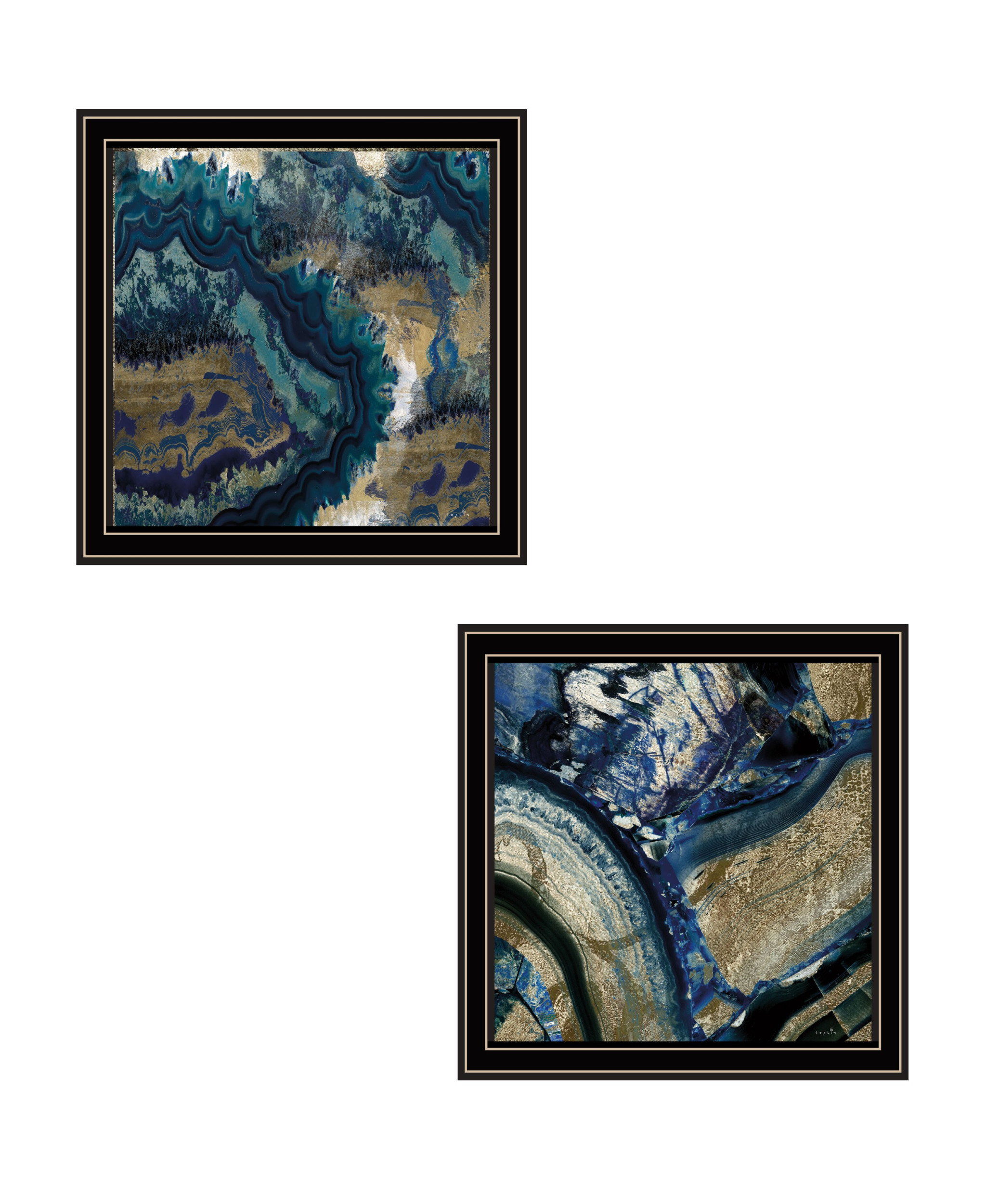 Set Of Two geode Reef Pleasure 2 Black Framed Print Wall Art
