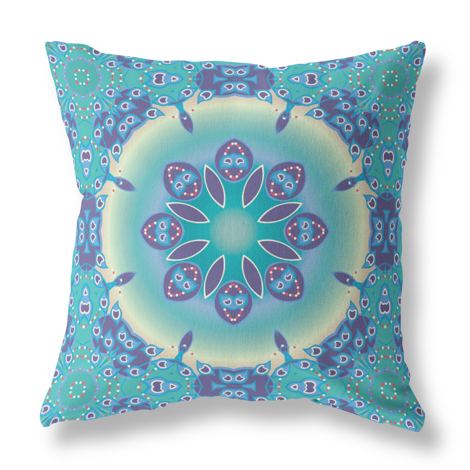 18” Green Blue Jewel Indoor Outdoor Zippered Throw Pillow-410931-1