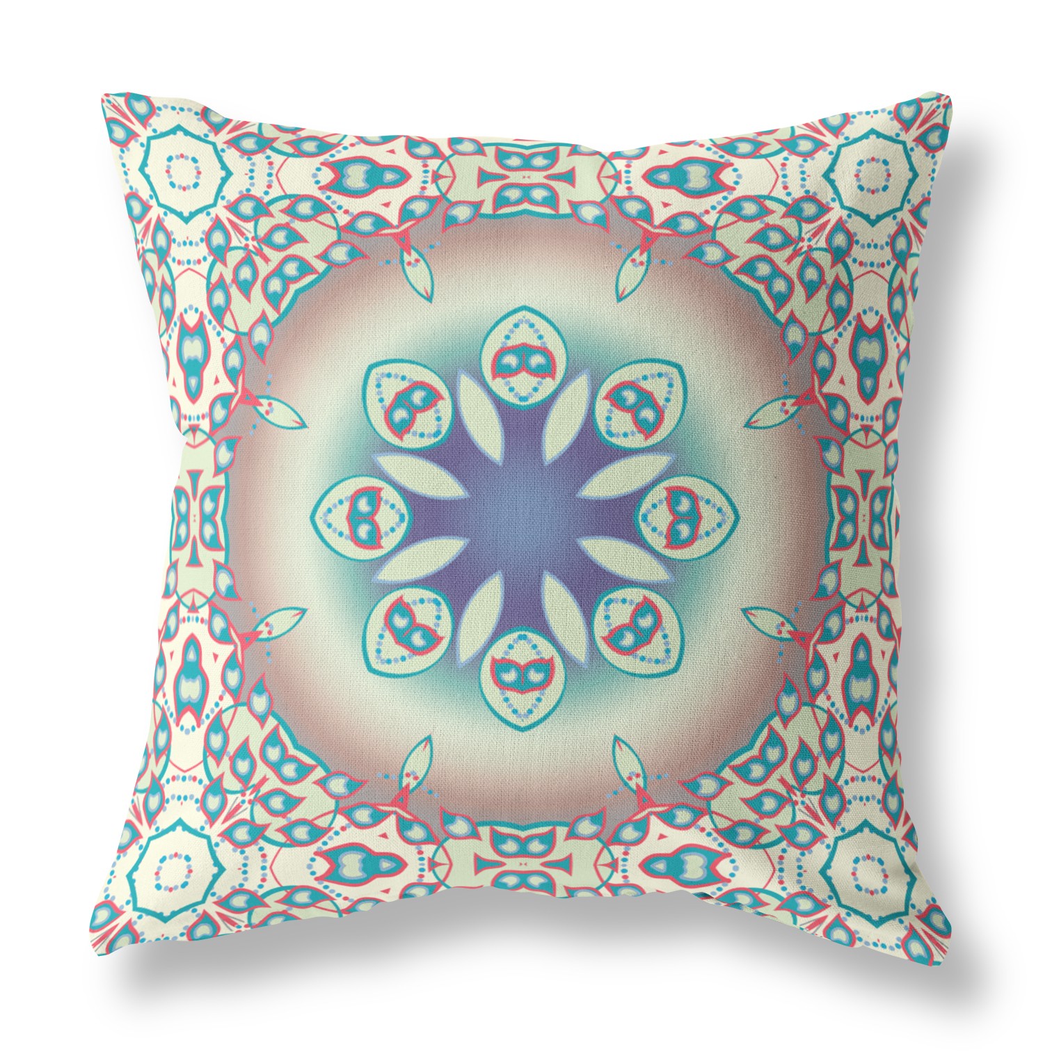 18” Mauve Blue Jewel Indoor Outdoor Zippered Throw Pillow-410936-1